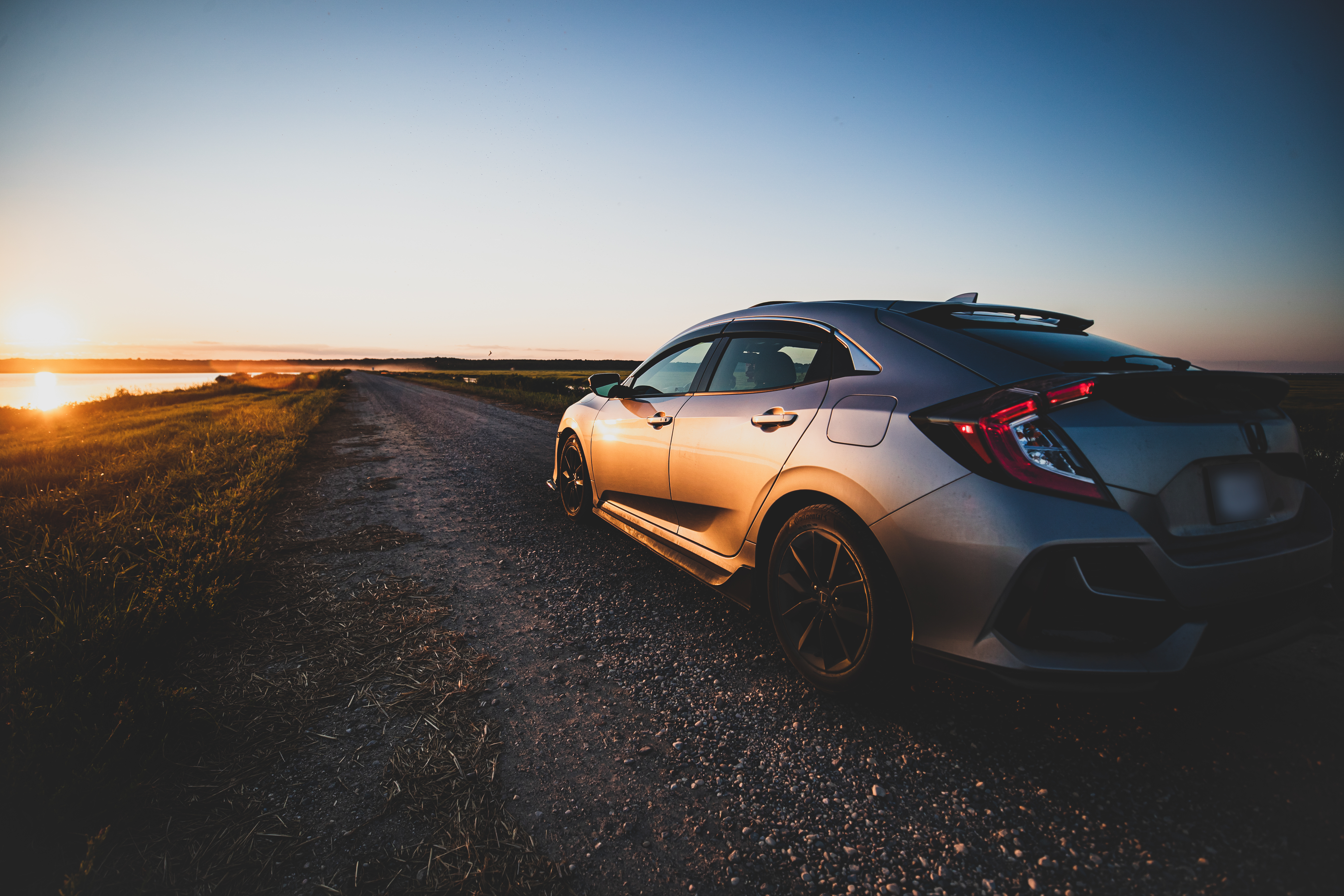 Honda Car Gray Track Sunset