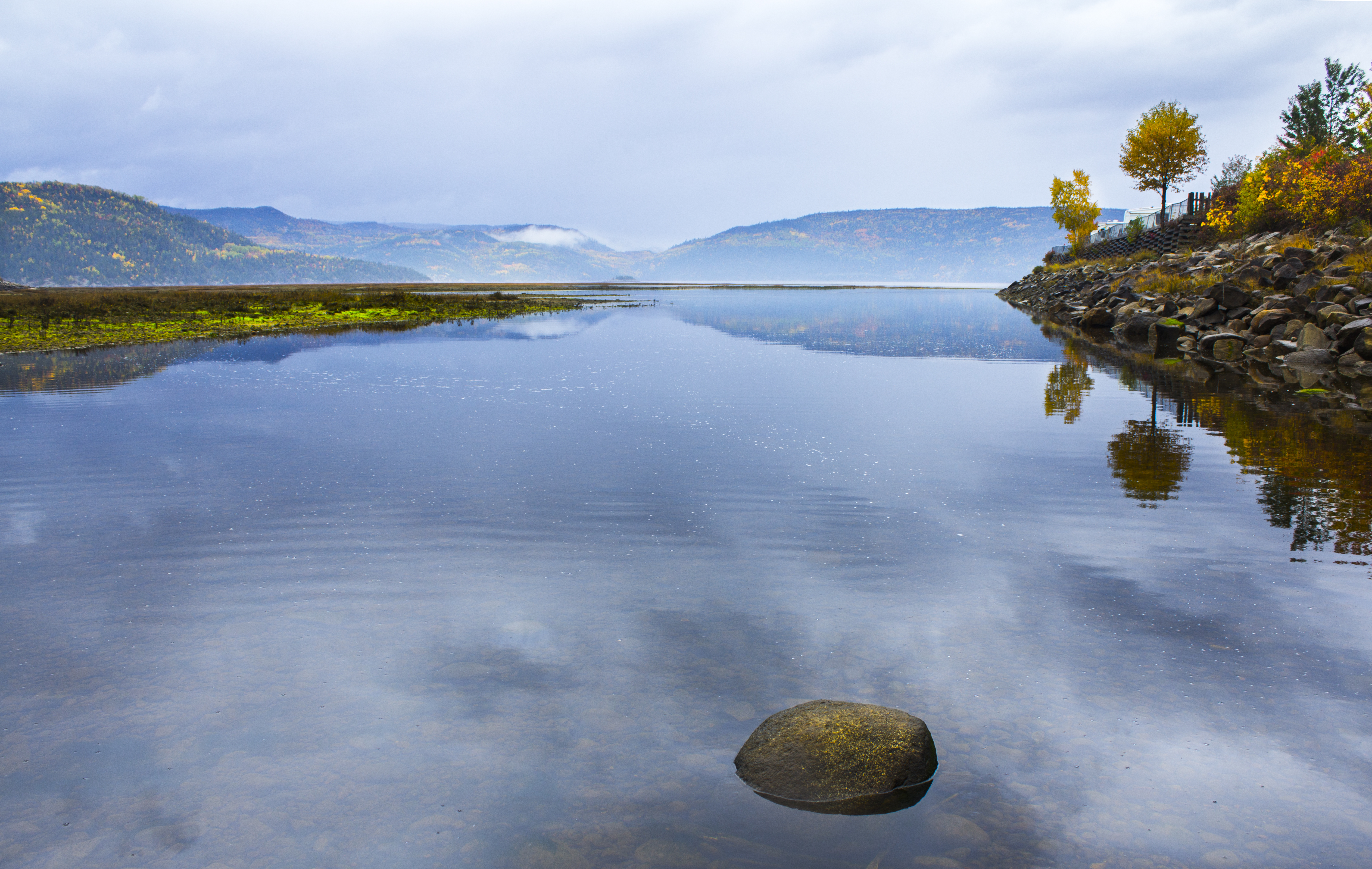 Horizon Mountains Lake Clouds Reflection Landscape