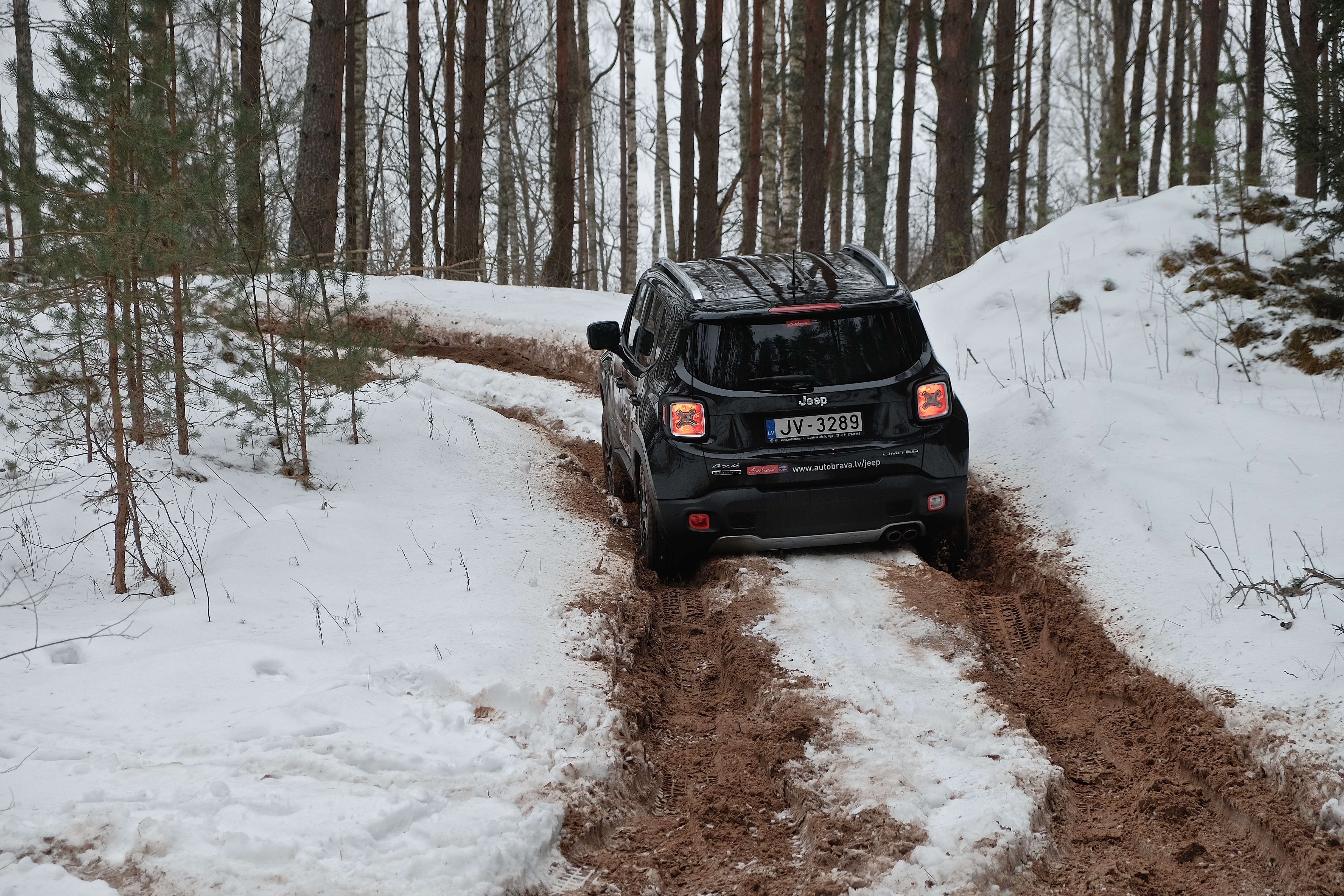 Jeep-renegade Jeep Car Suv Black Forest Snow