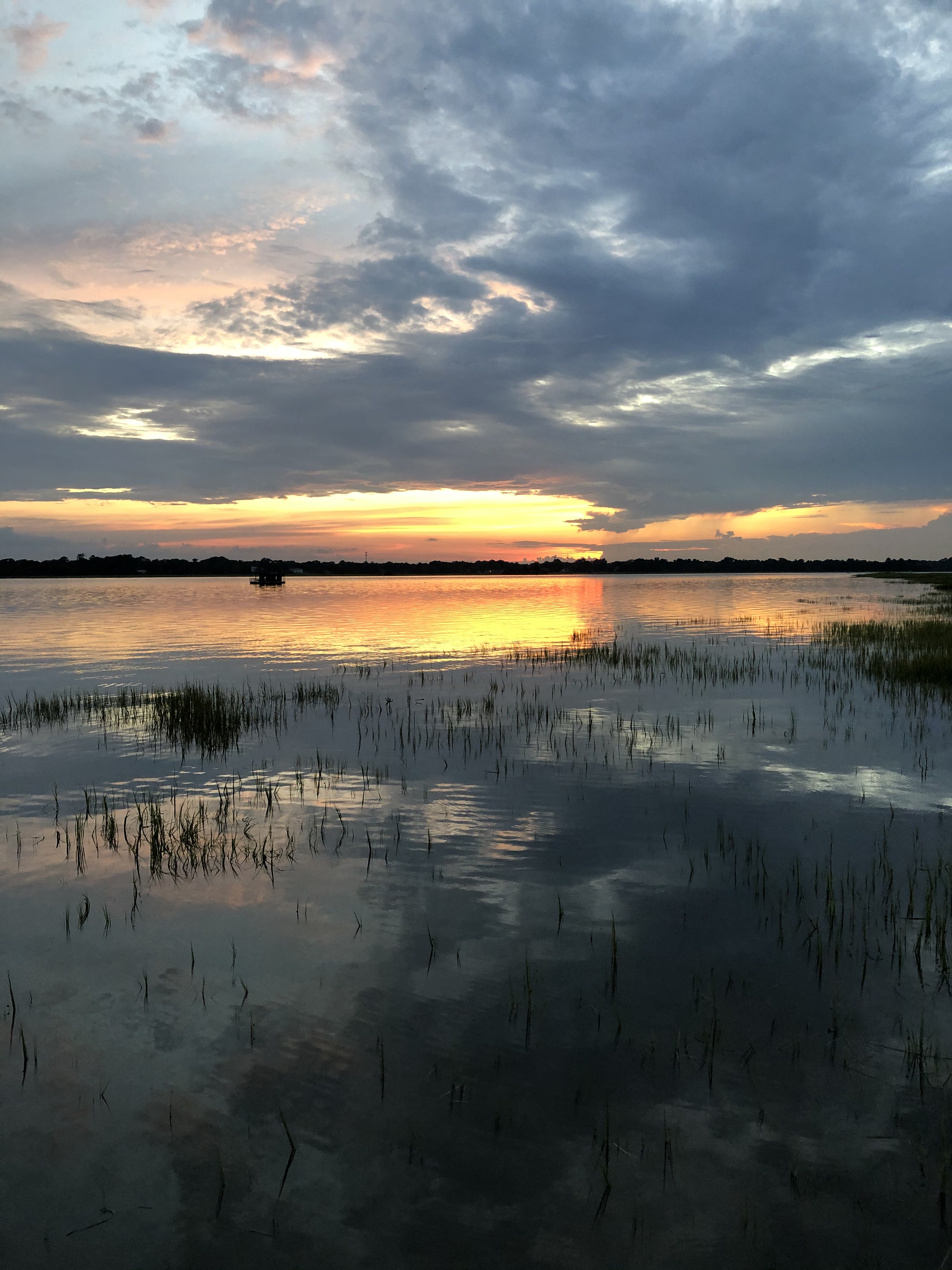 Lake Clouds Reflection Twilight Landscape