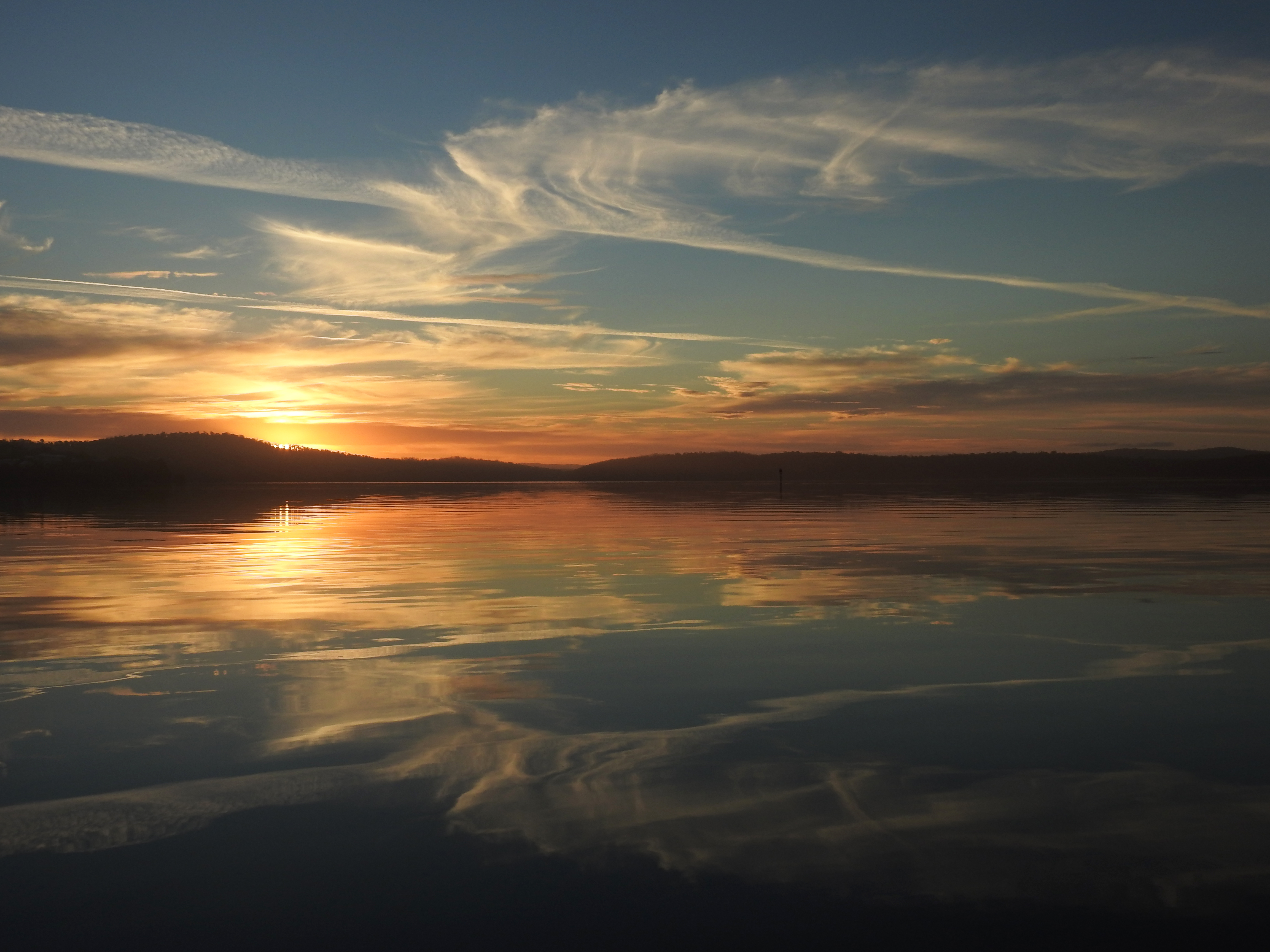 Lake Horizon Reflection Sunset