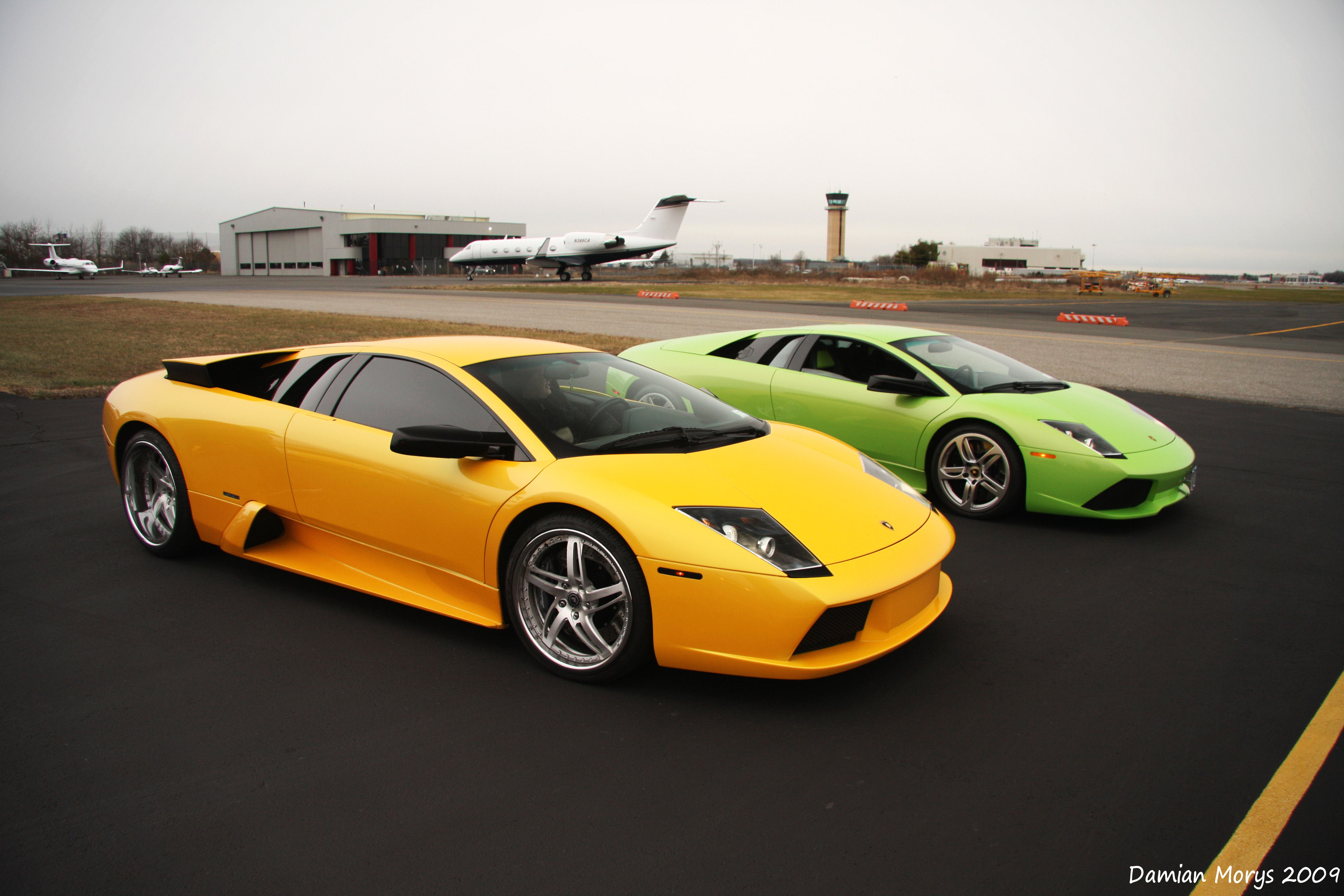 Lamborghini Cars Sports-cars Yellow Green Parking