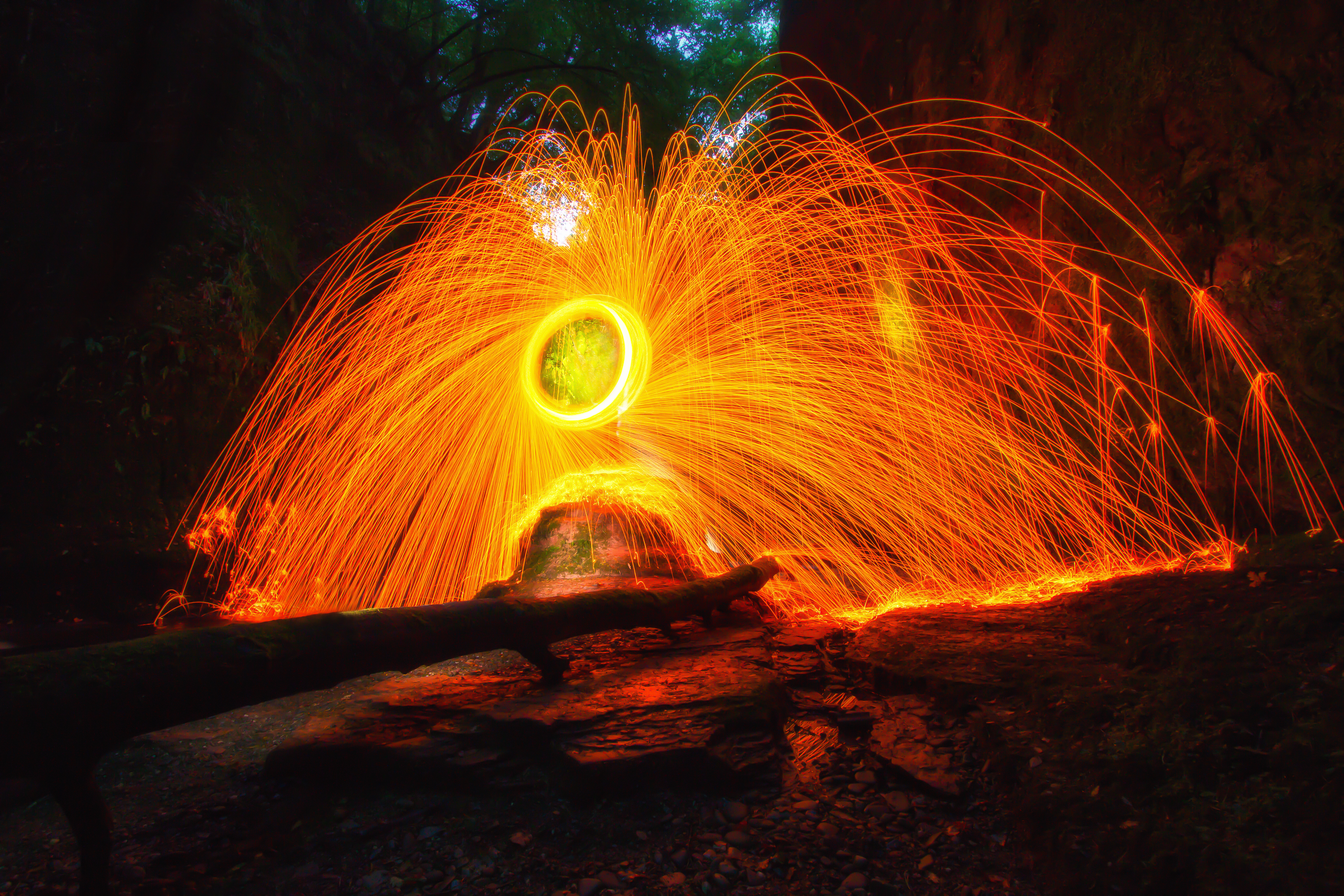 Light Sparks Rotation Long-exposure Dark Freezelight