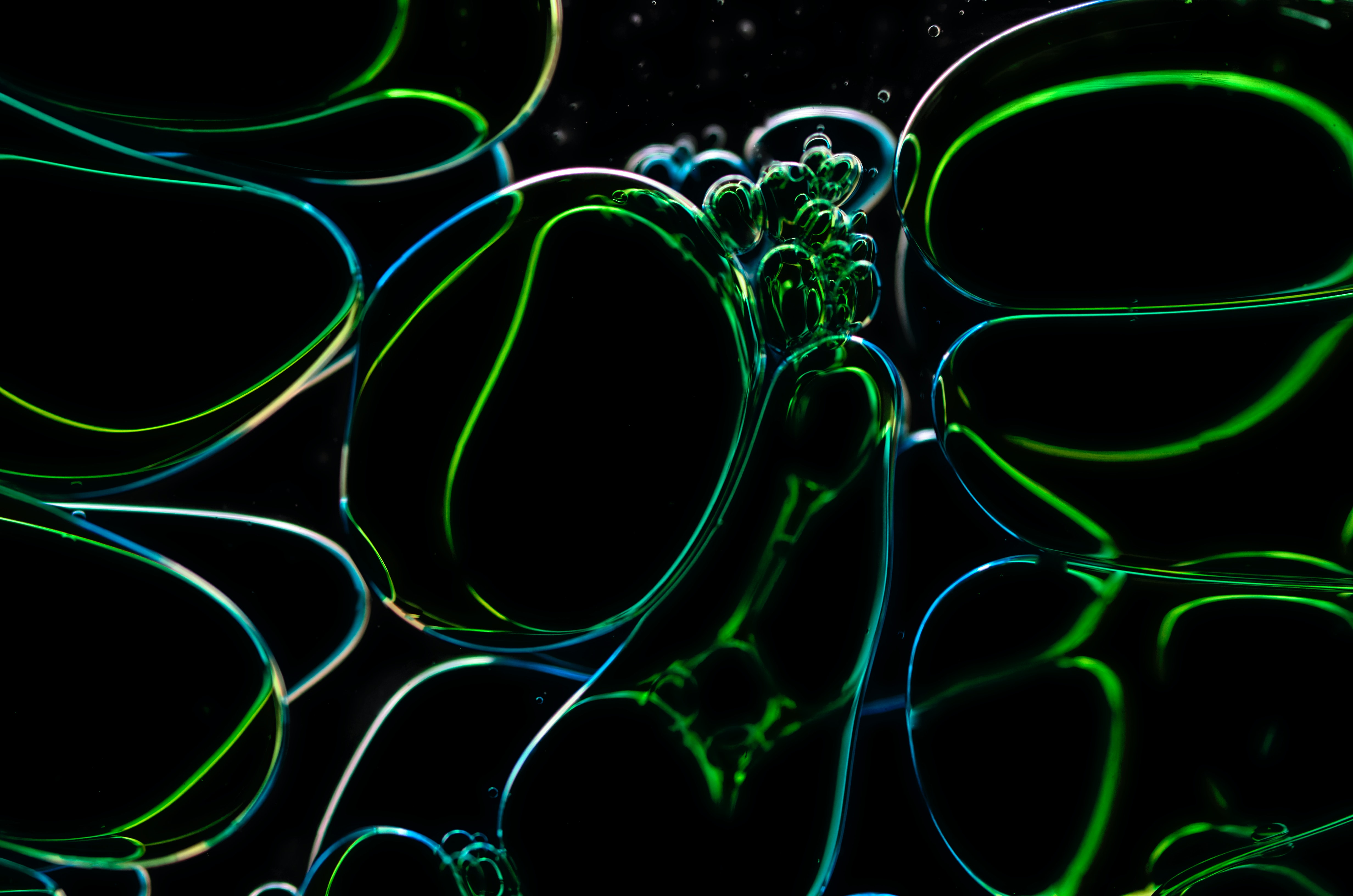 Liquid Bubbles Glare Macro Green