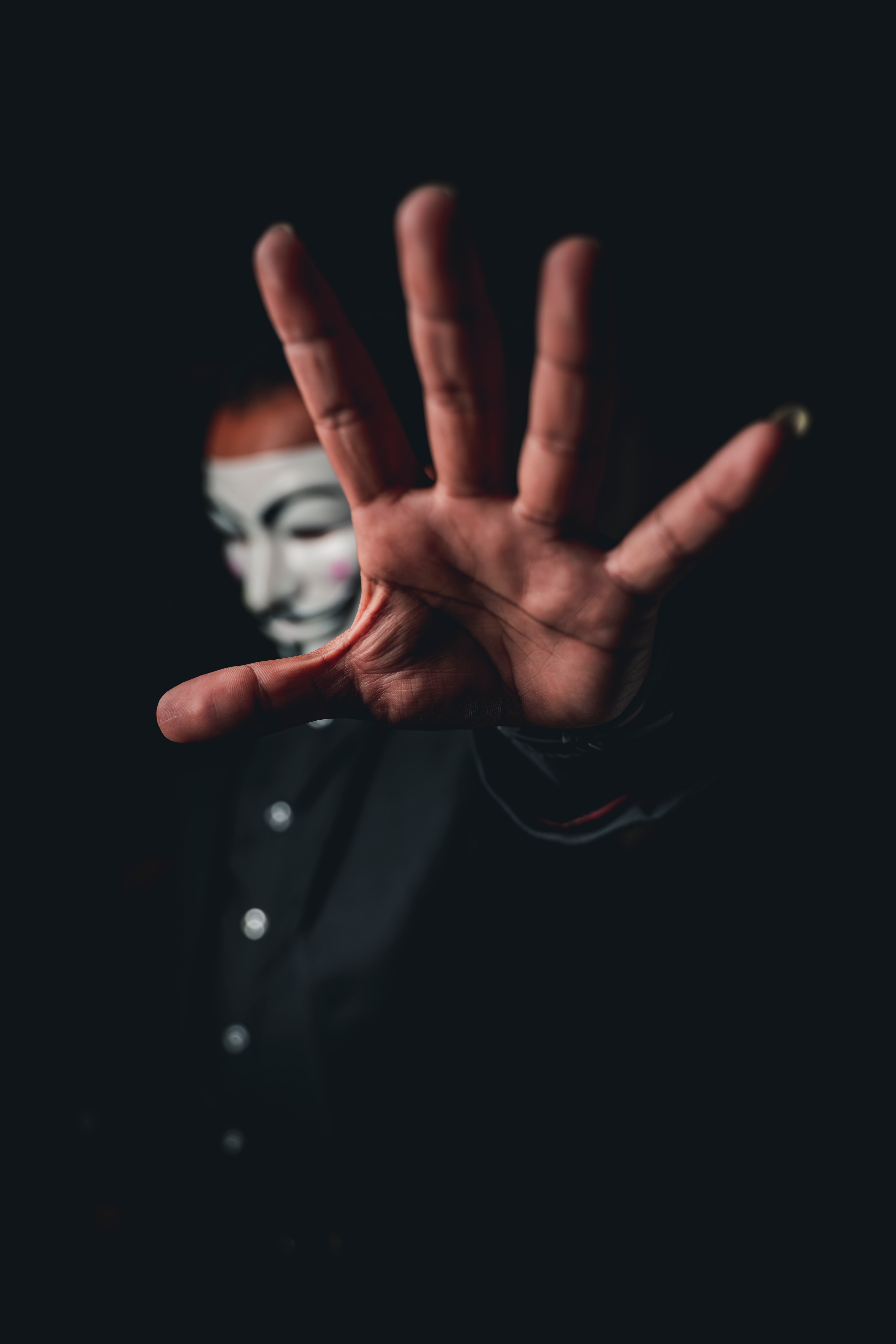 Man Mask Anonymous Hand Gesture