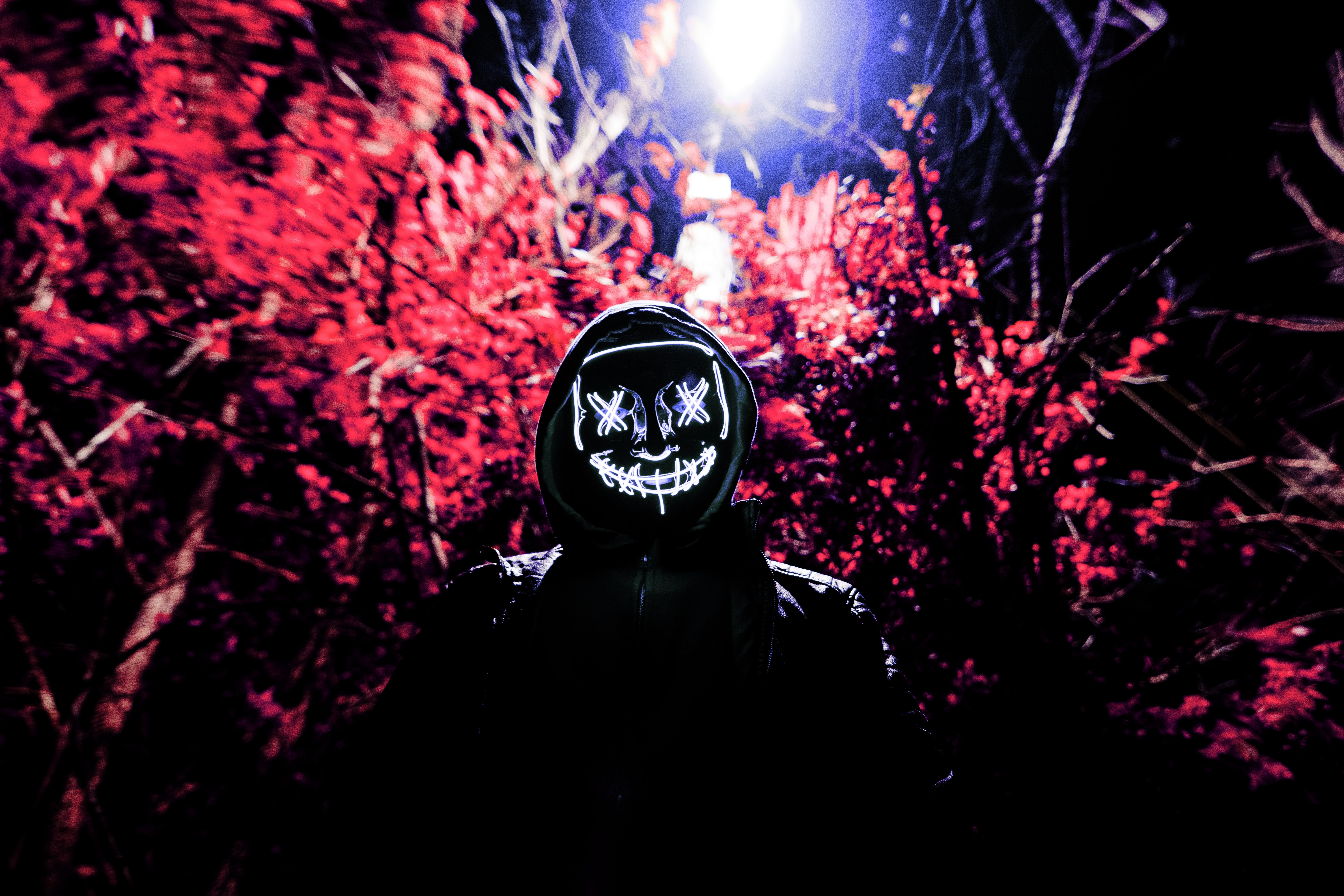Man Mask Neon Anonymous Light Dark