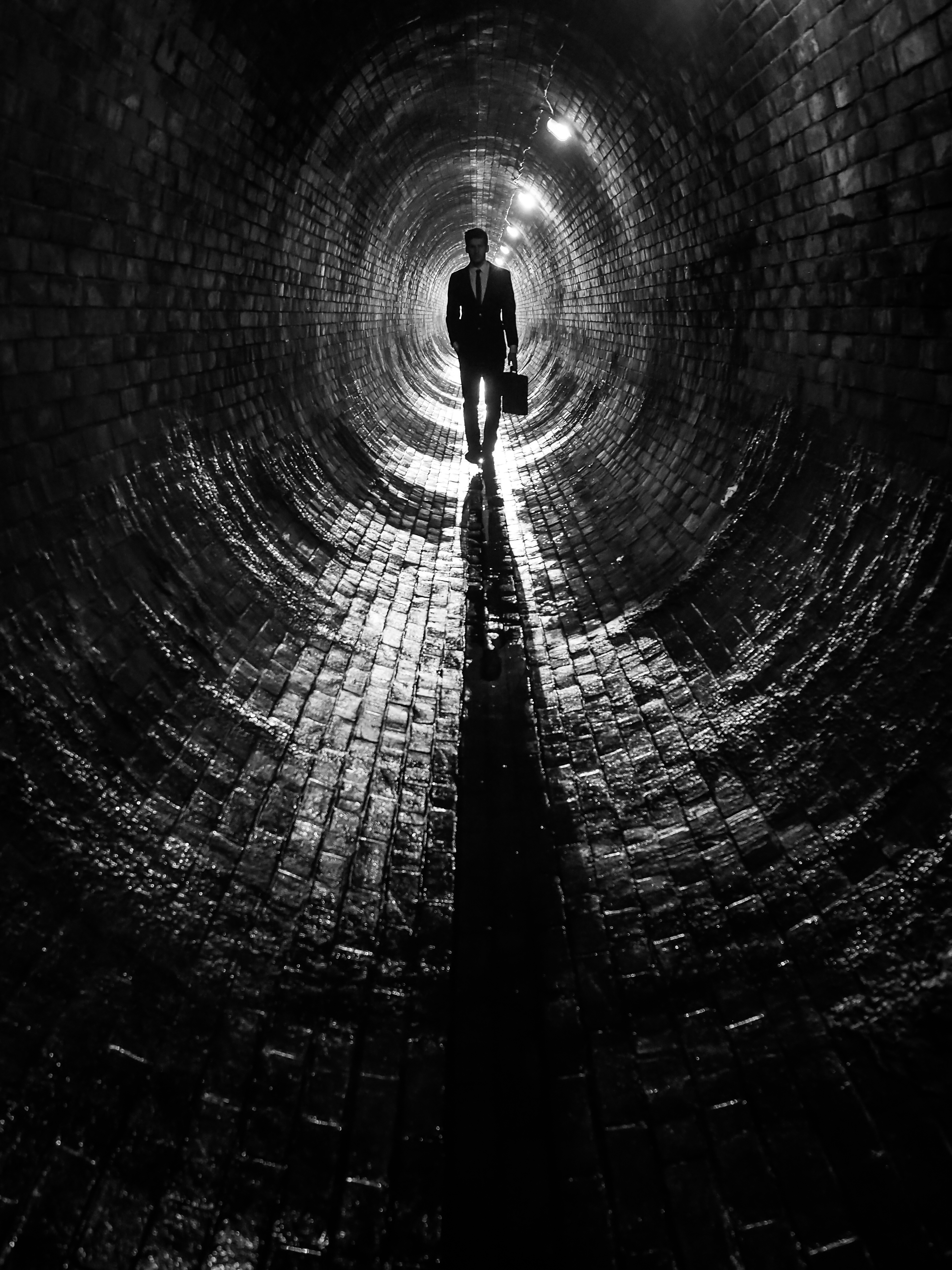 Man Suit Tunnel Black-and-white