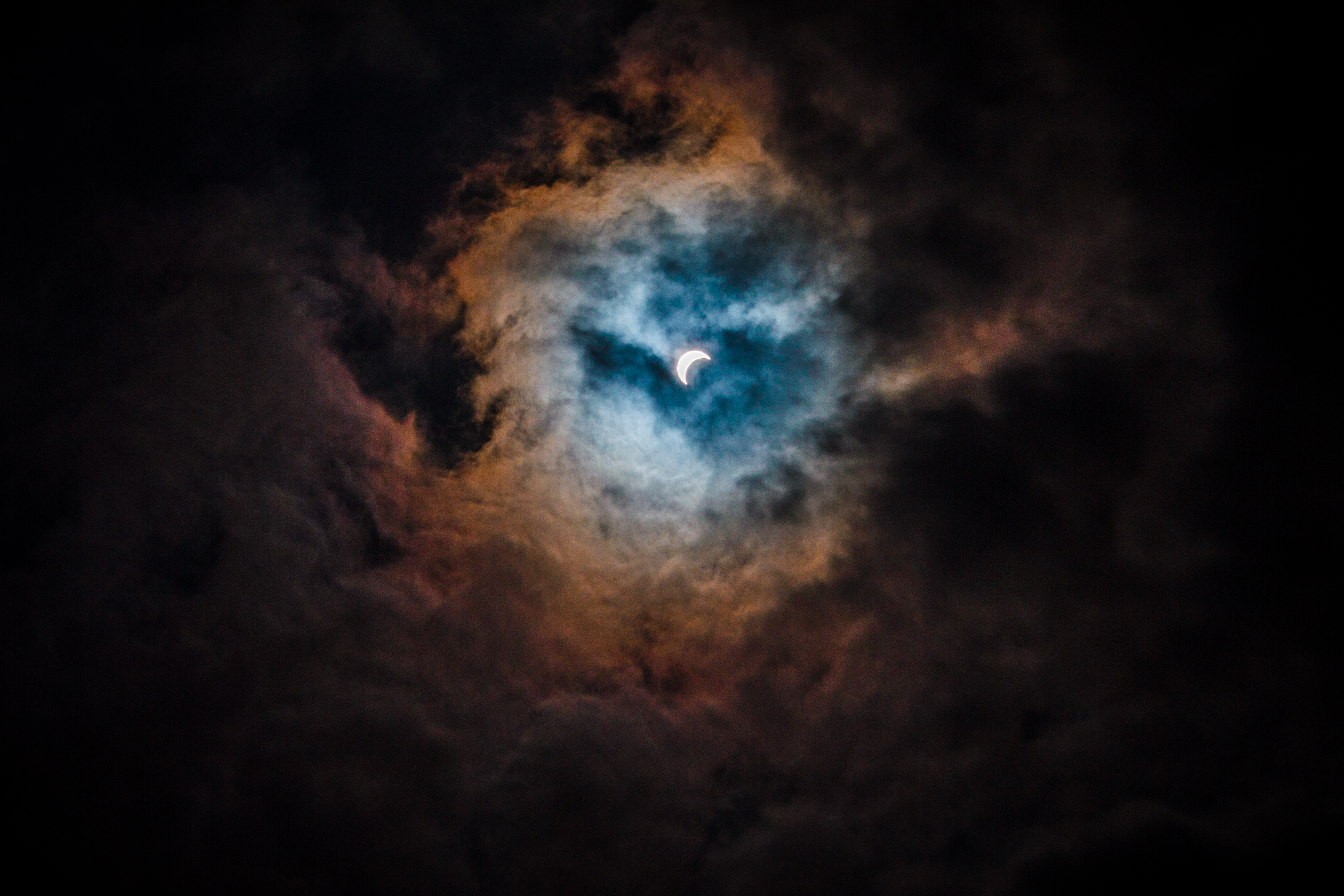 Moon Clouds Light Sky Night Dark