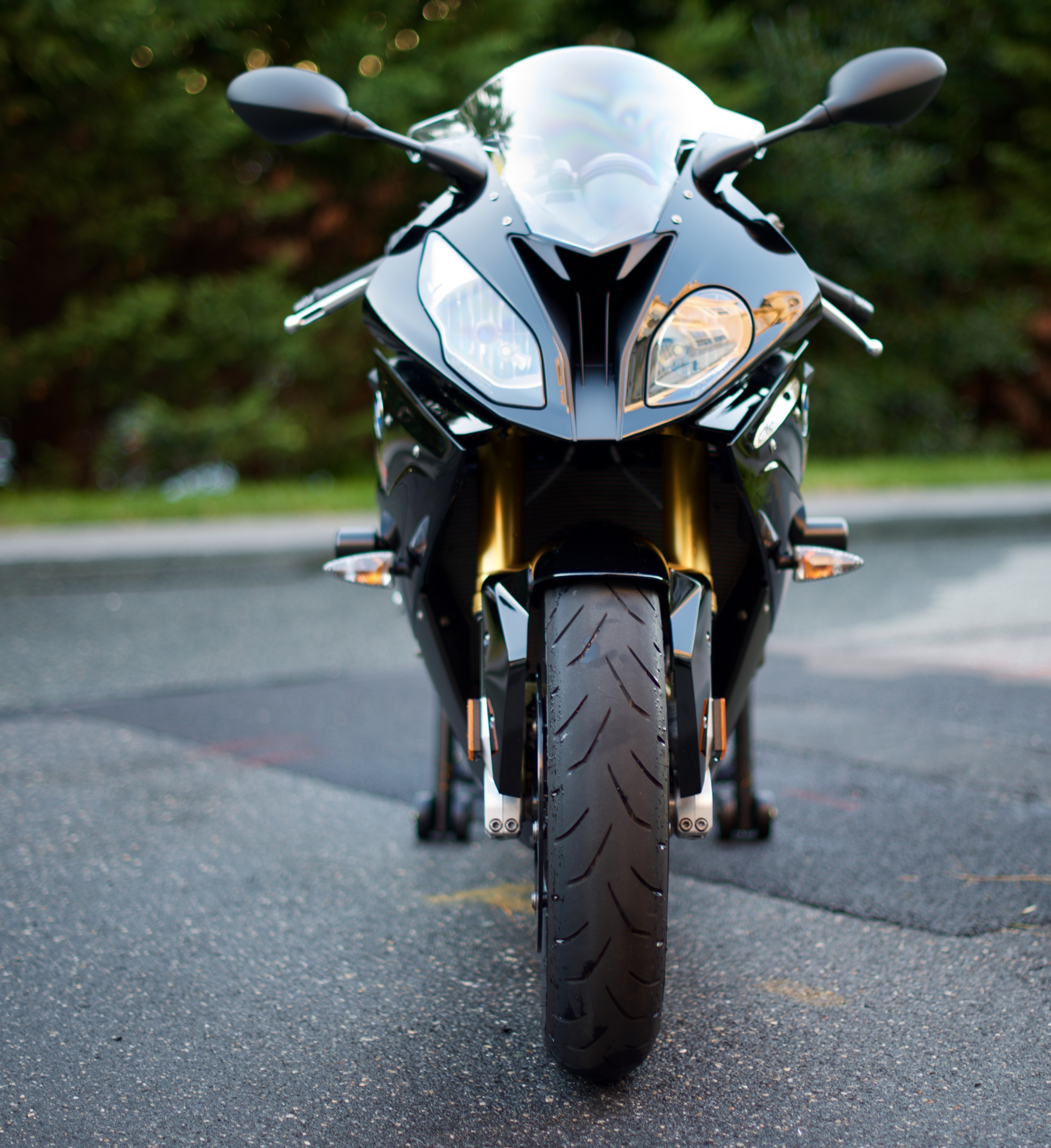 Motorcycle Bike Black Headlights Front-view