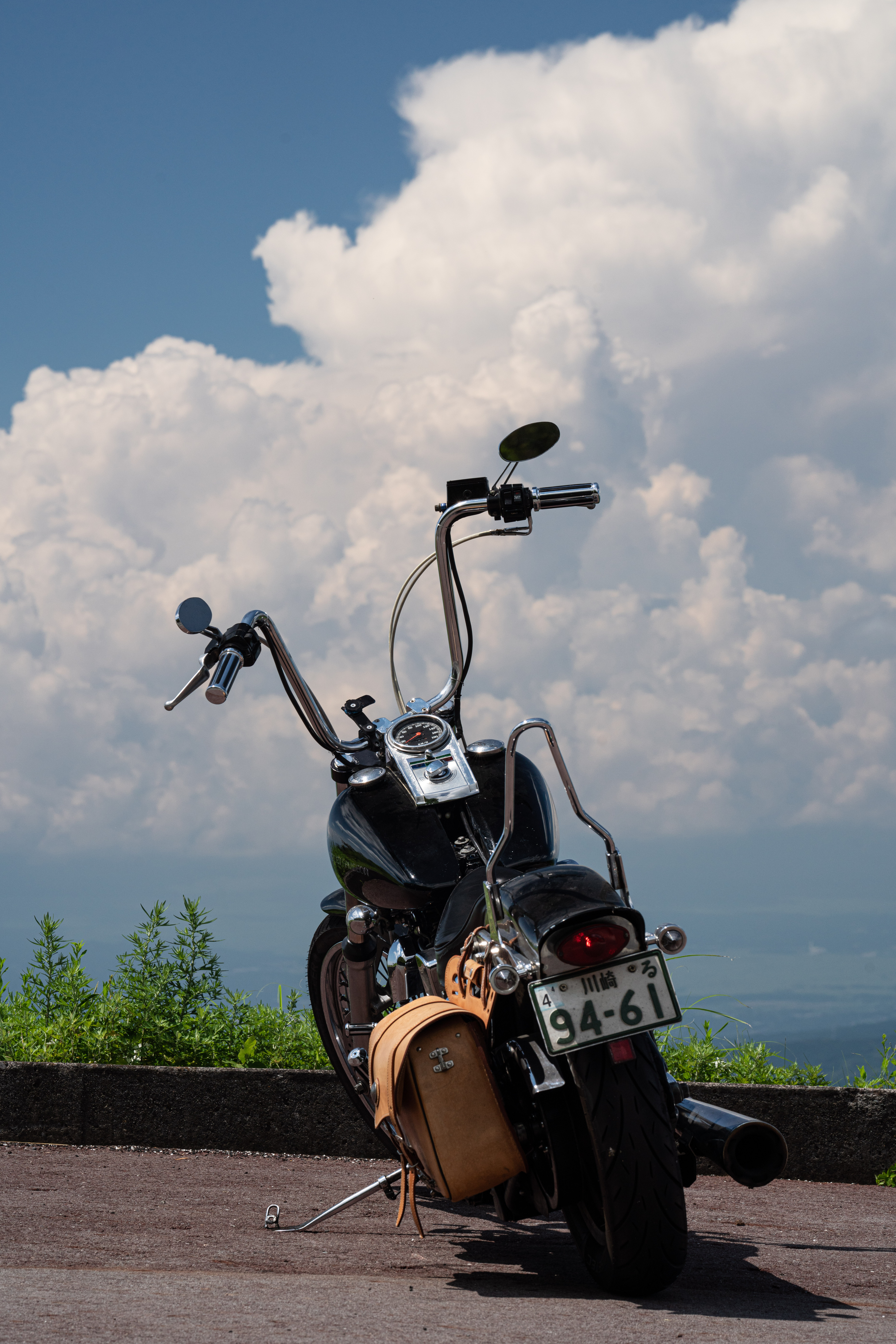 Motorcycle Bike Black Road Clouds Moto