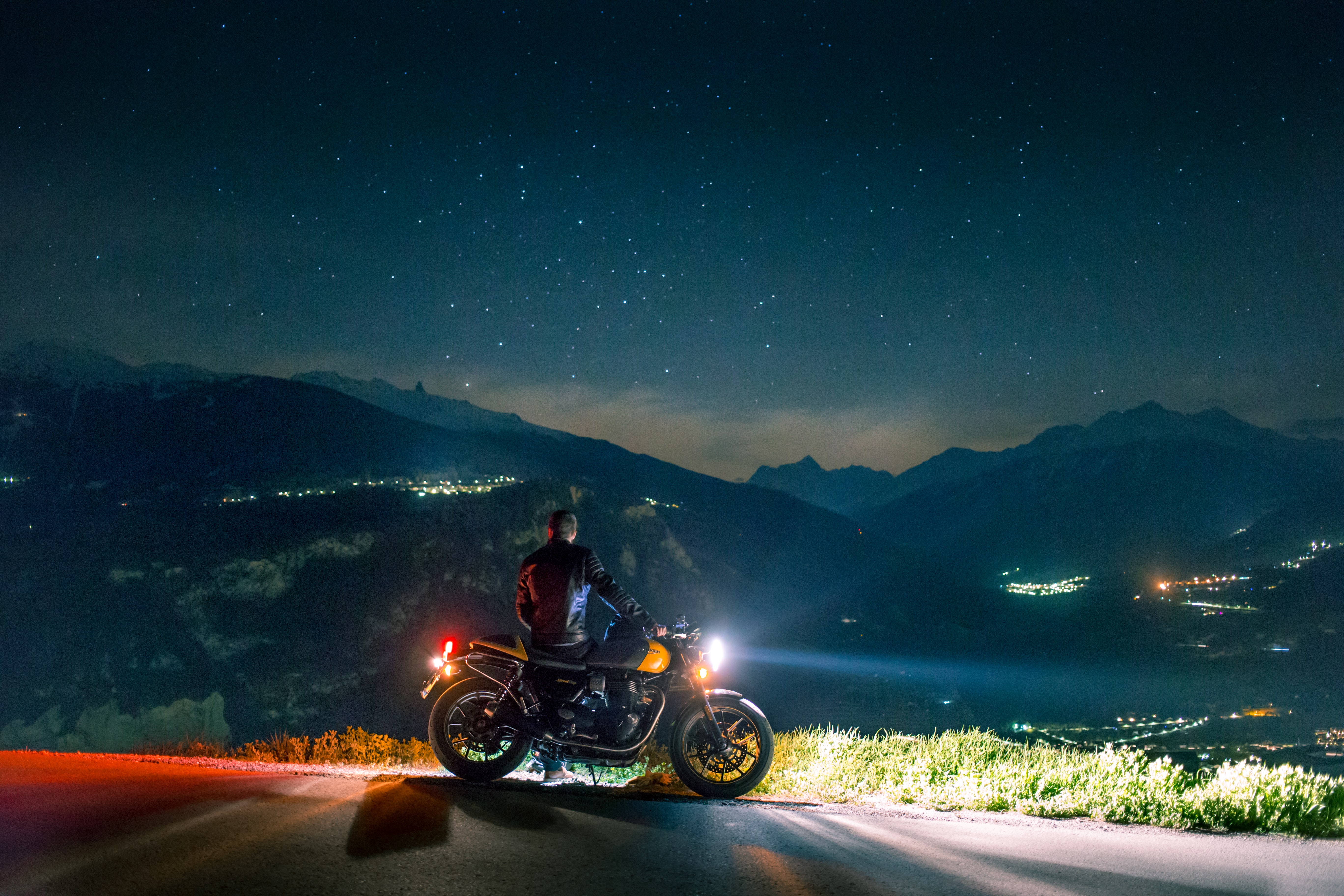 Motorcycle Motorcyclist Bike Night View