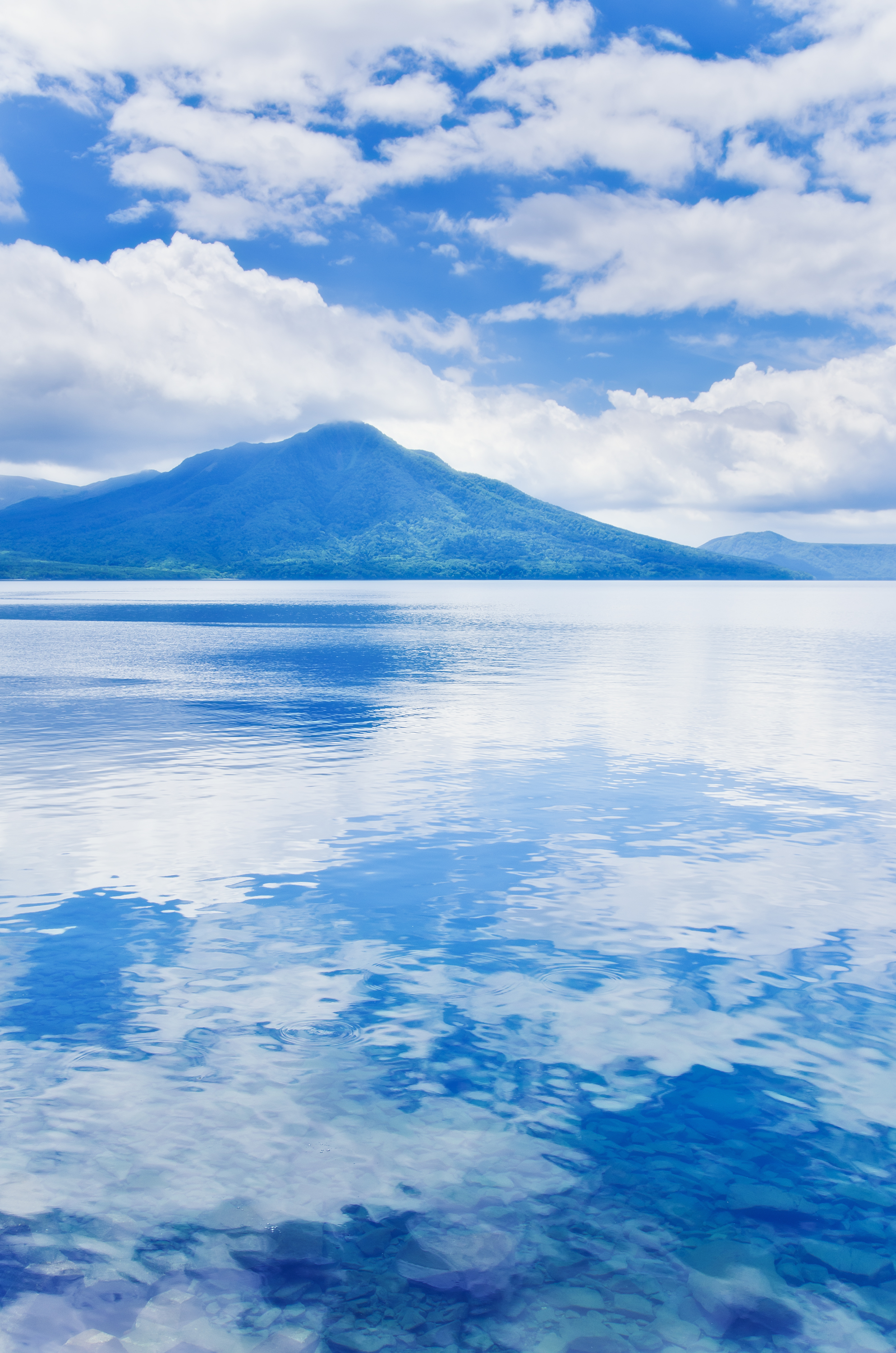 Mountain Lake Clouds Reflection Blue
