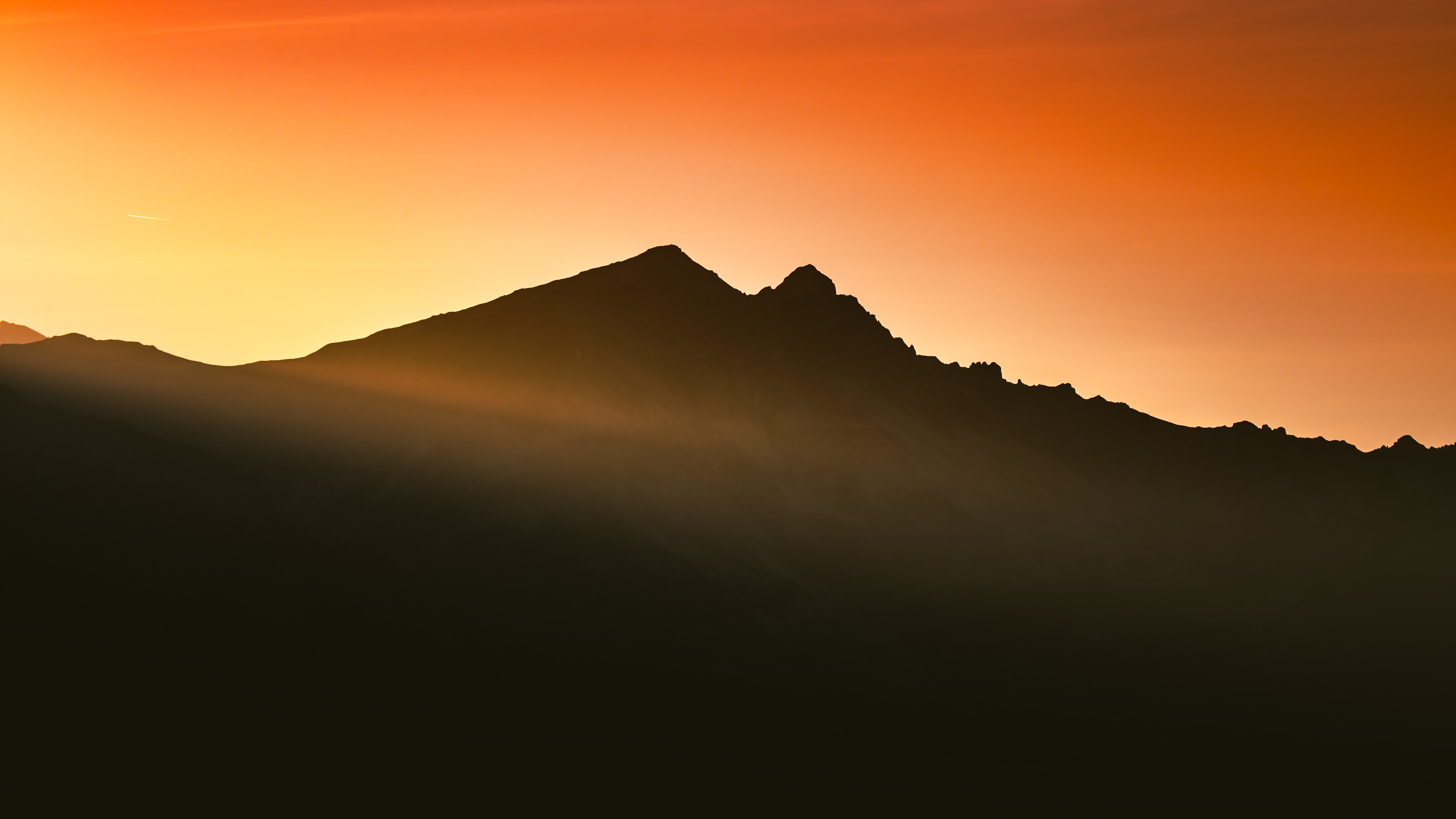 Mountain Silhouette Sunset Sunlight Dusk