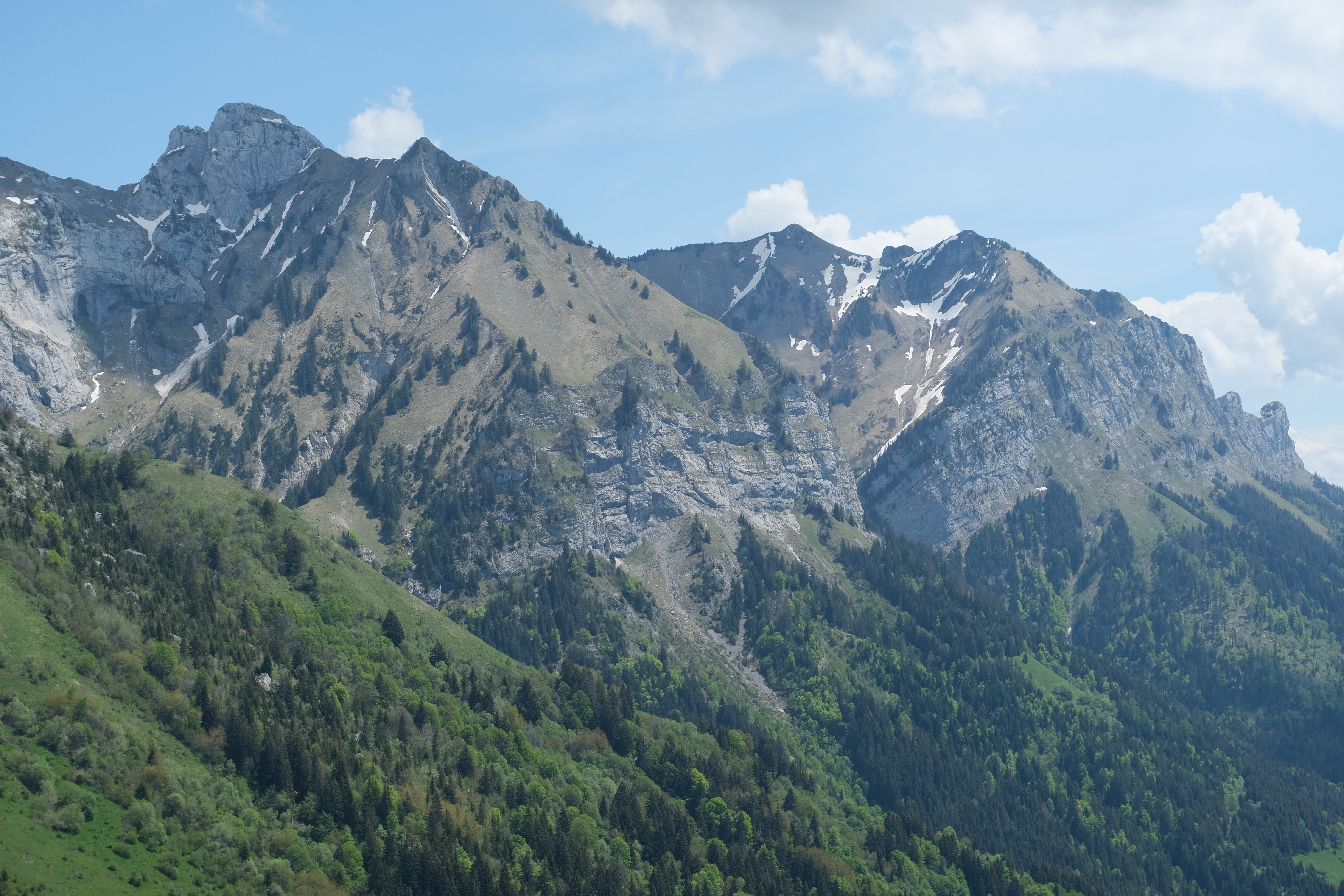 Mountains Clouds Trees Forest Landscape Nature