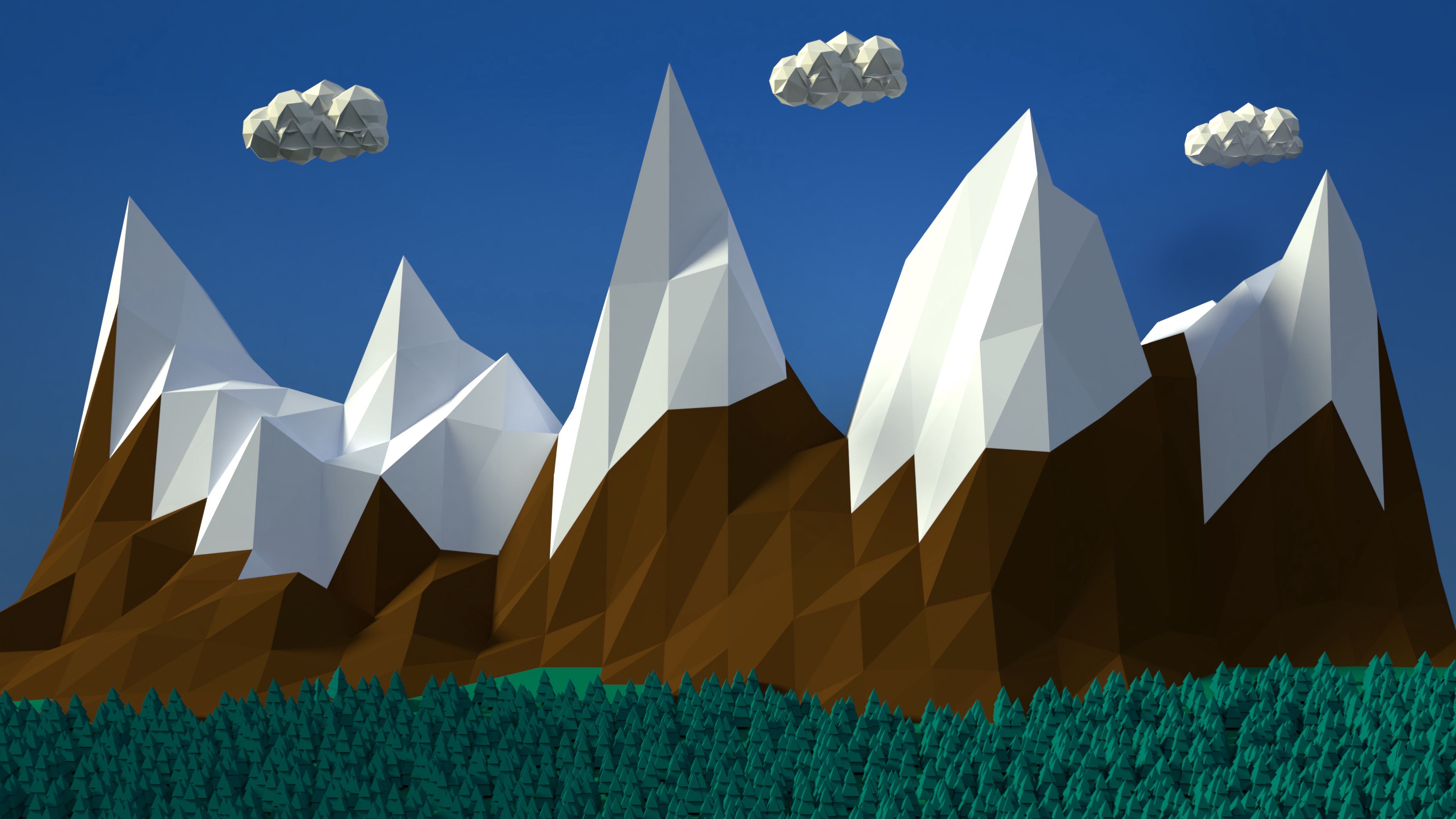 Mountains Clouds Volume Vector Art 3d