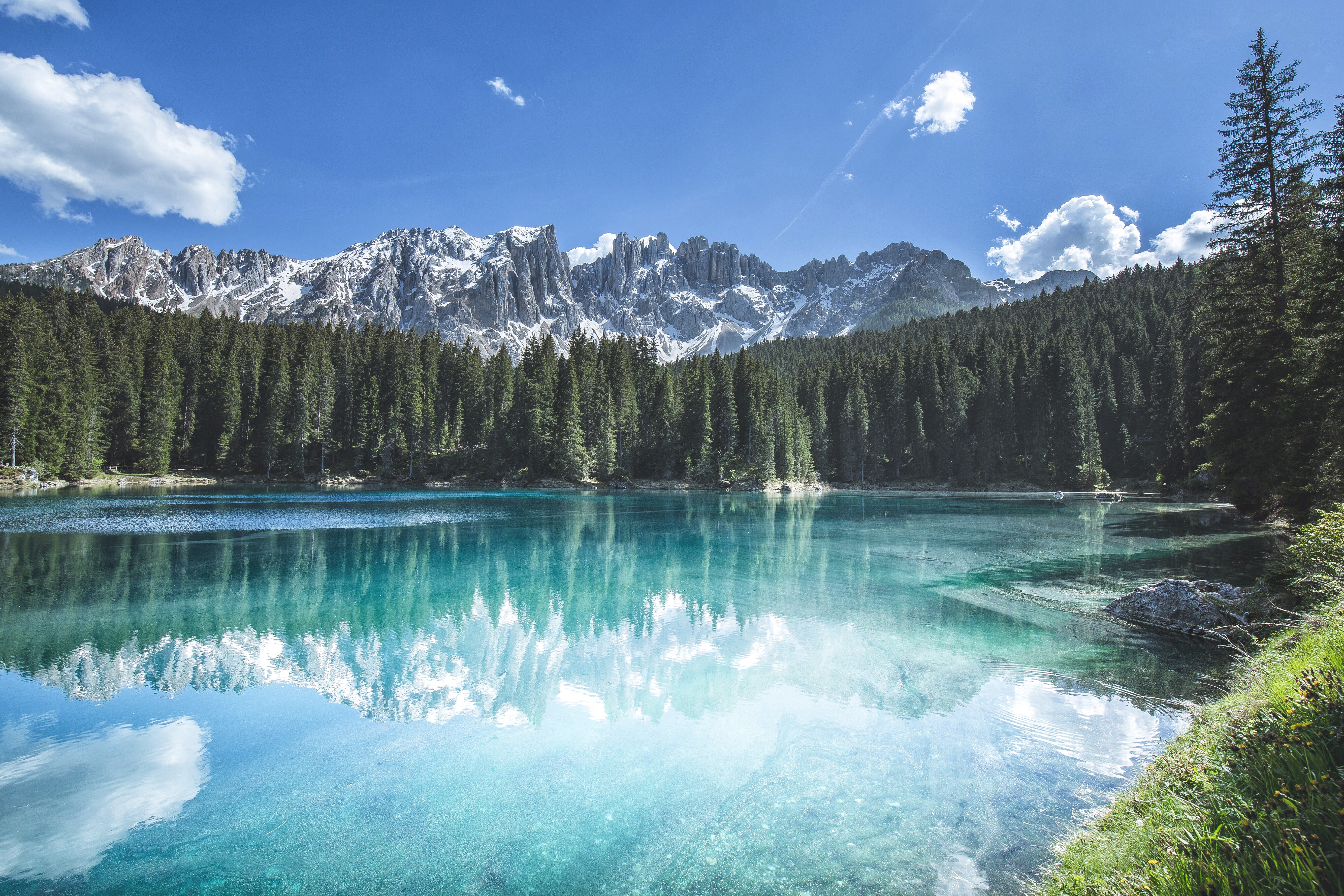 Mountains Forest Trees Lake Reflection Landscape