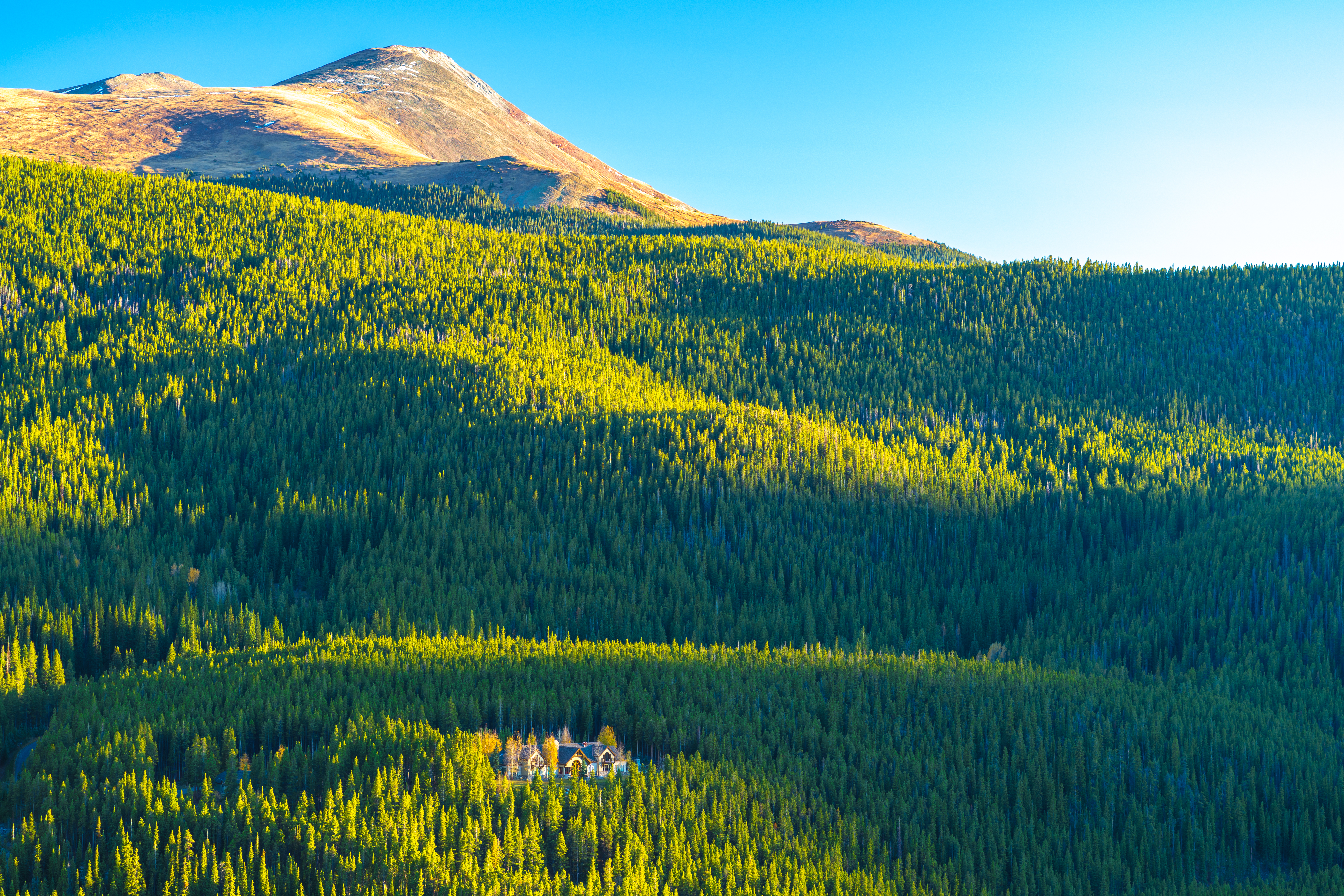 Mountains Hills Forest Trees Houses Landscape Aerial-view