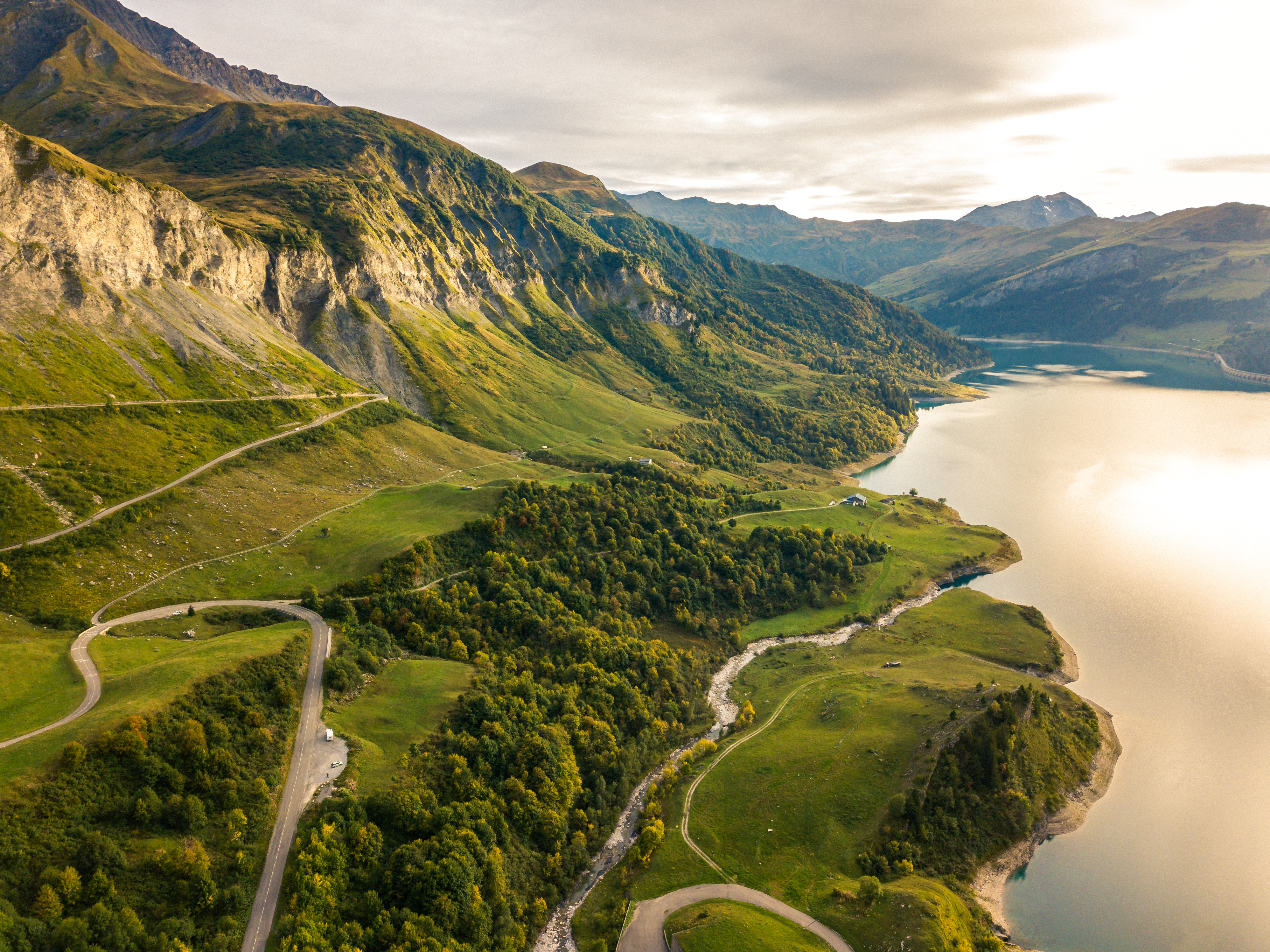 Mountains Lake Landscape Aerial-view