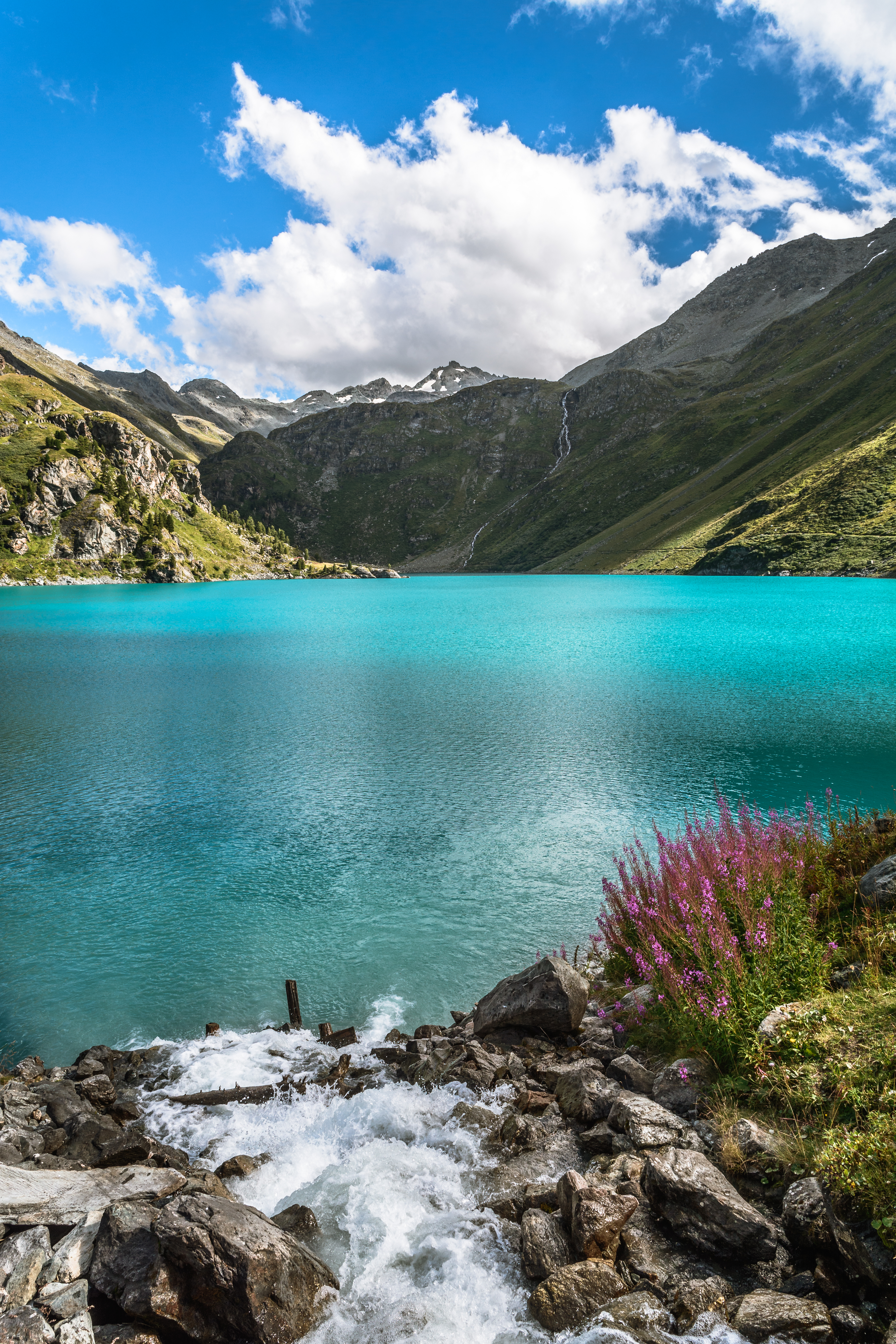 Mountains Lake Stream Landscape Nature