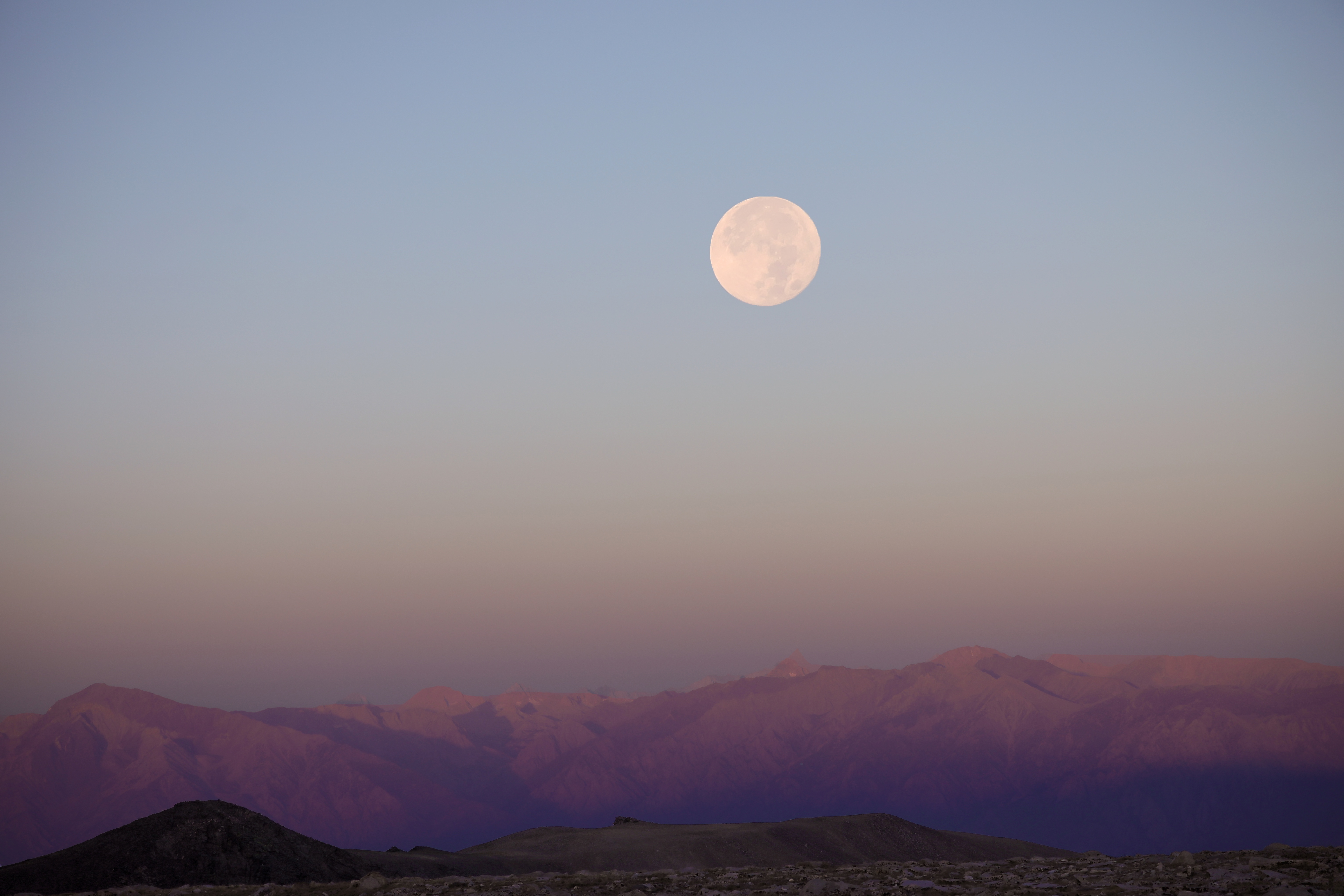 Mountains Moon Sky Twilight