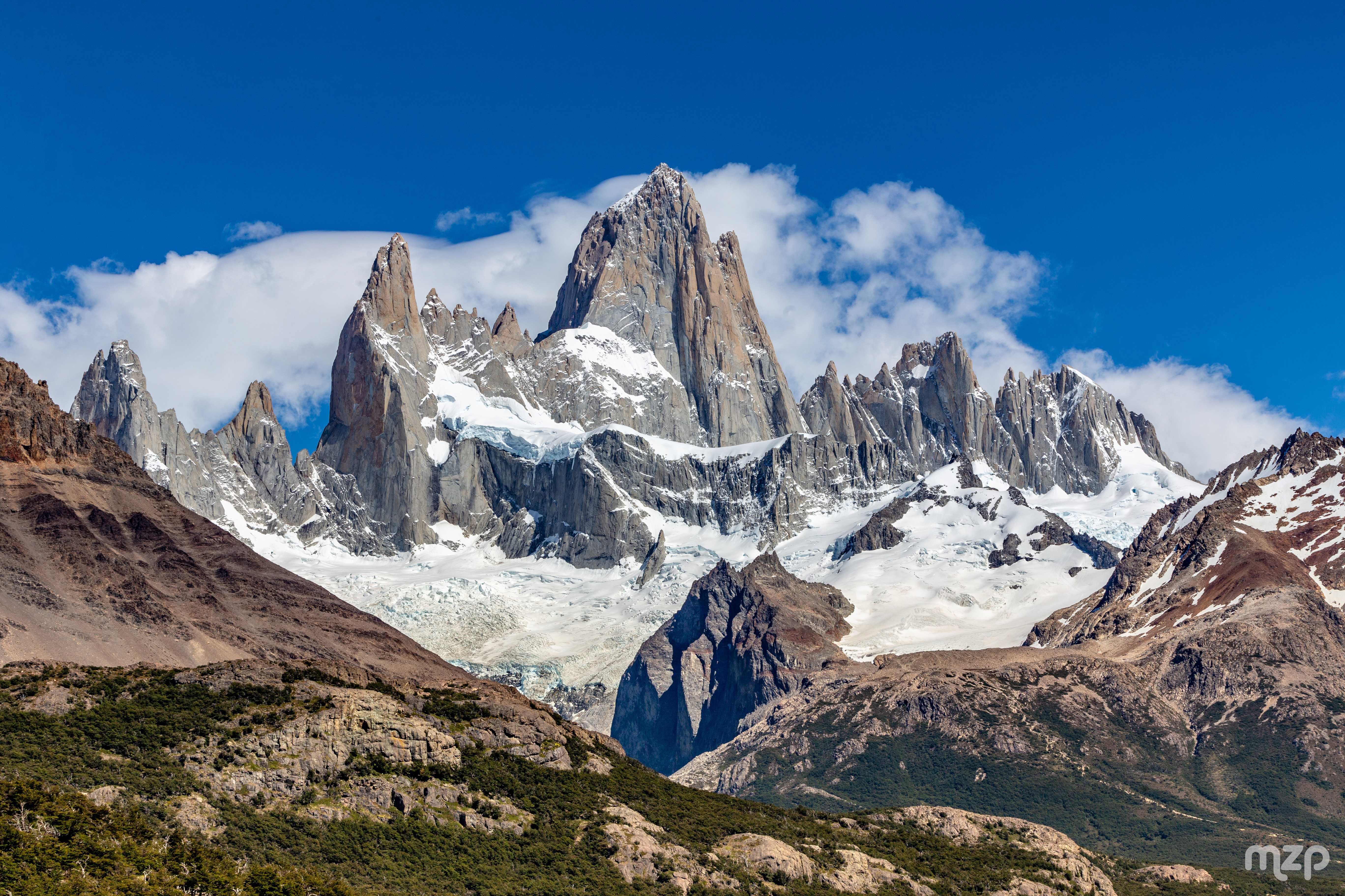 Mountains Peak Snow Clouds Nature Landscape