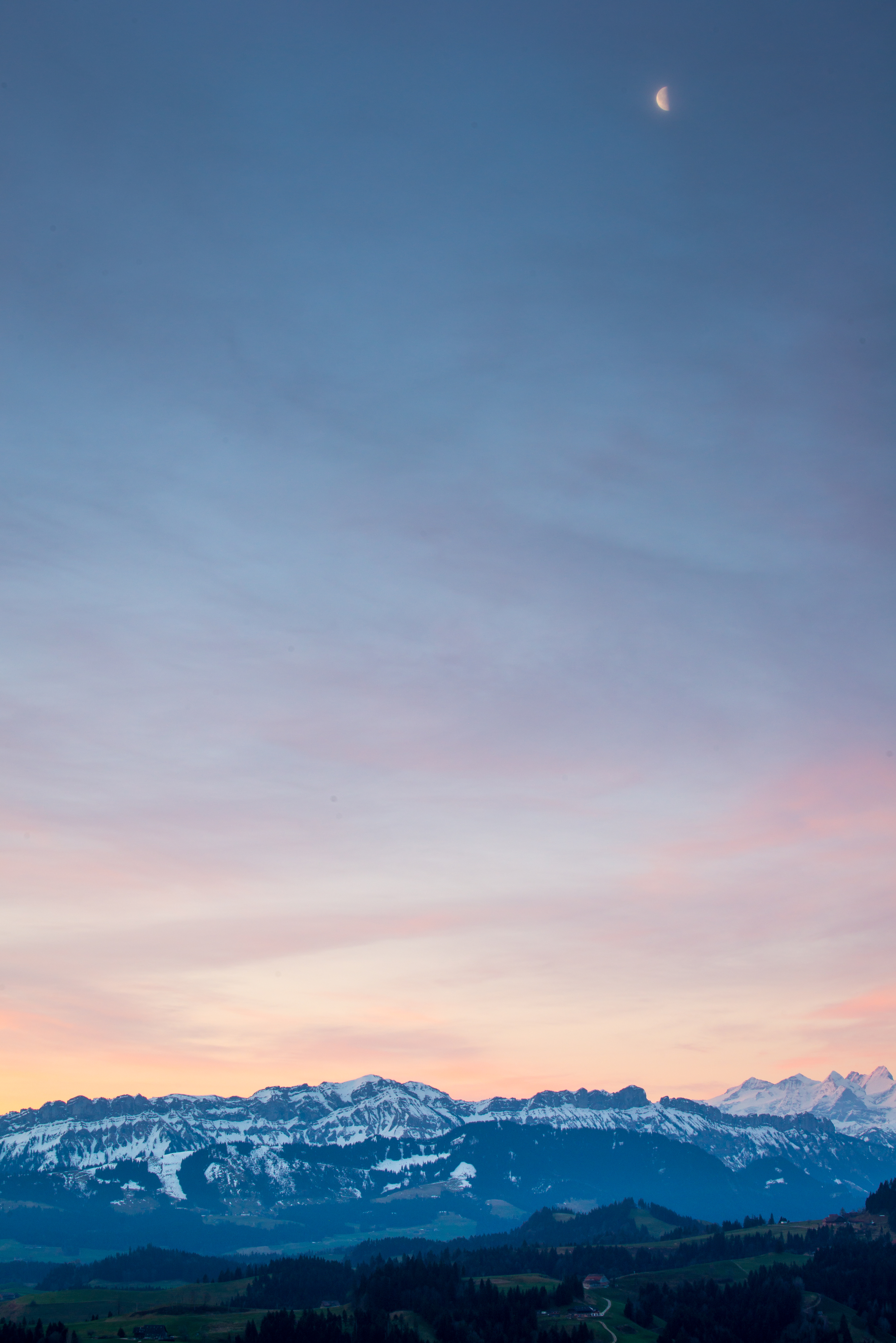 Mountains Relief Landscape Twilight Aerial-view