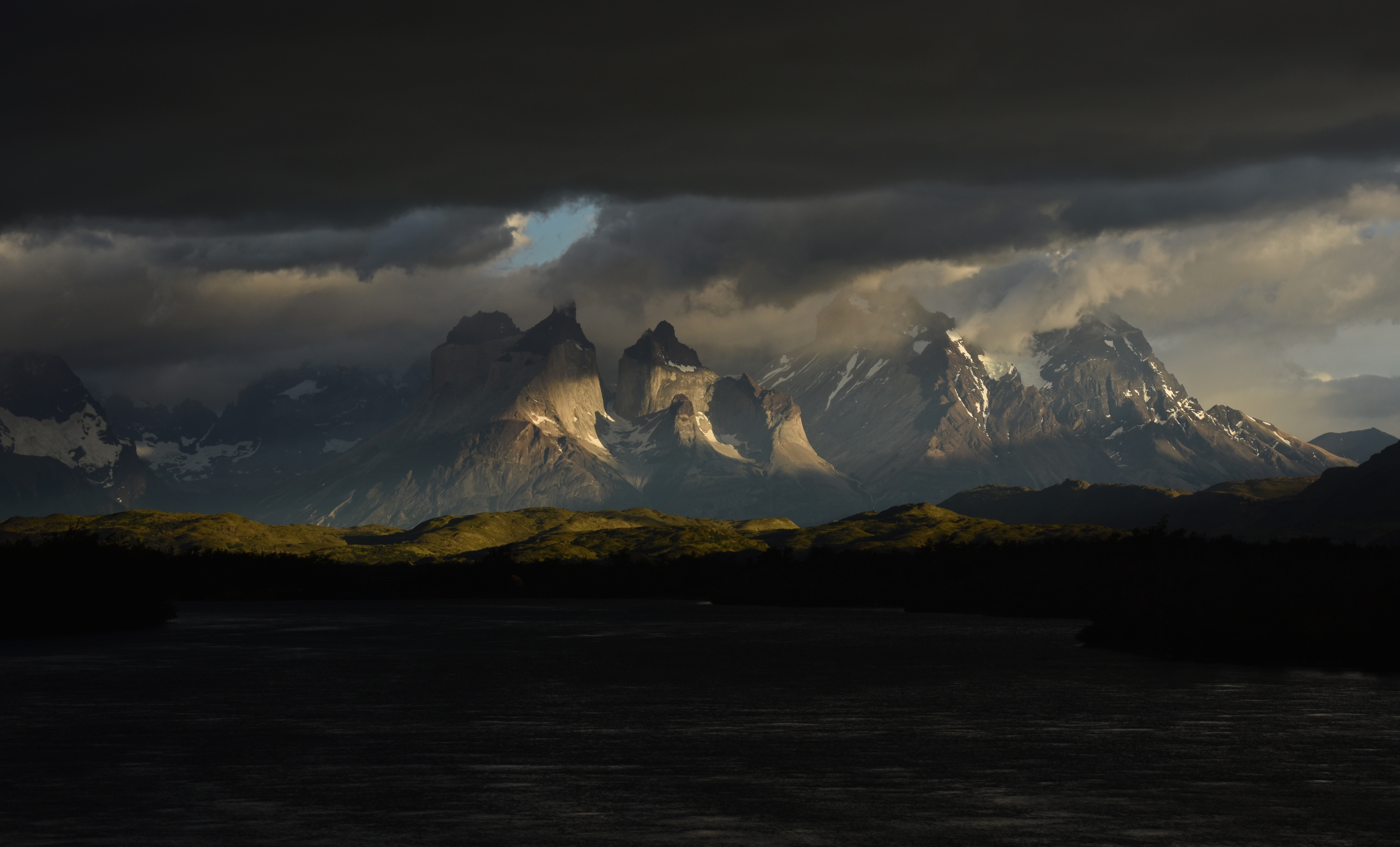 Mountains Sea Coast Clouds Dusk Landscape