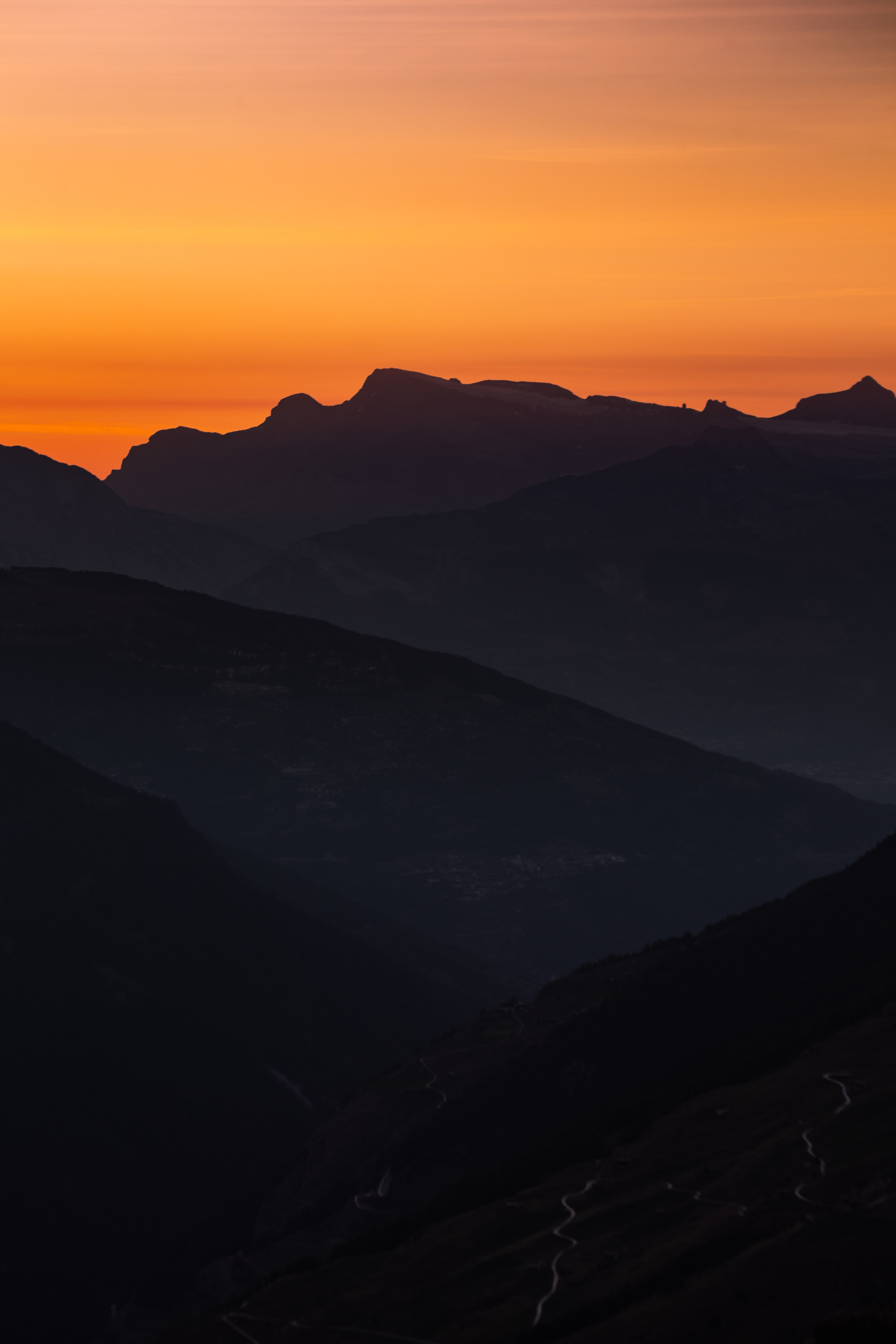 Mountains Silhouettes Twilight Dark