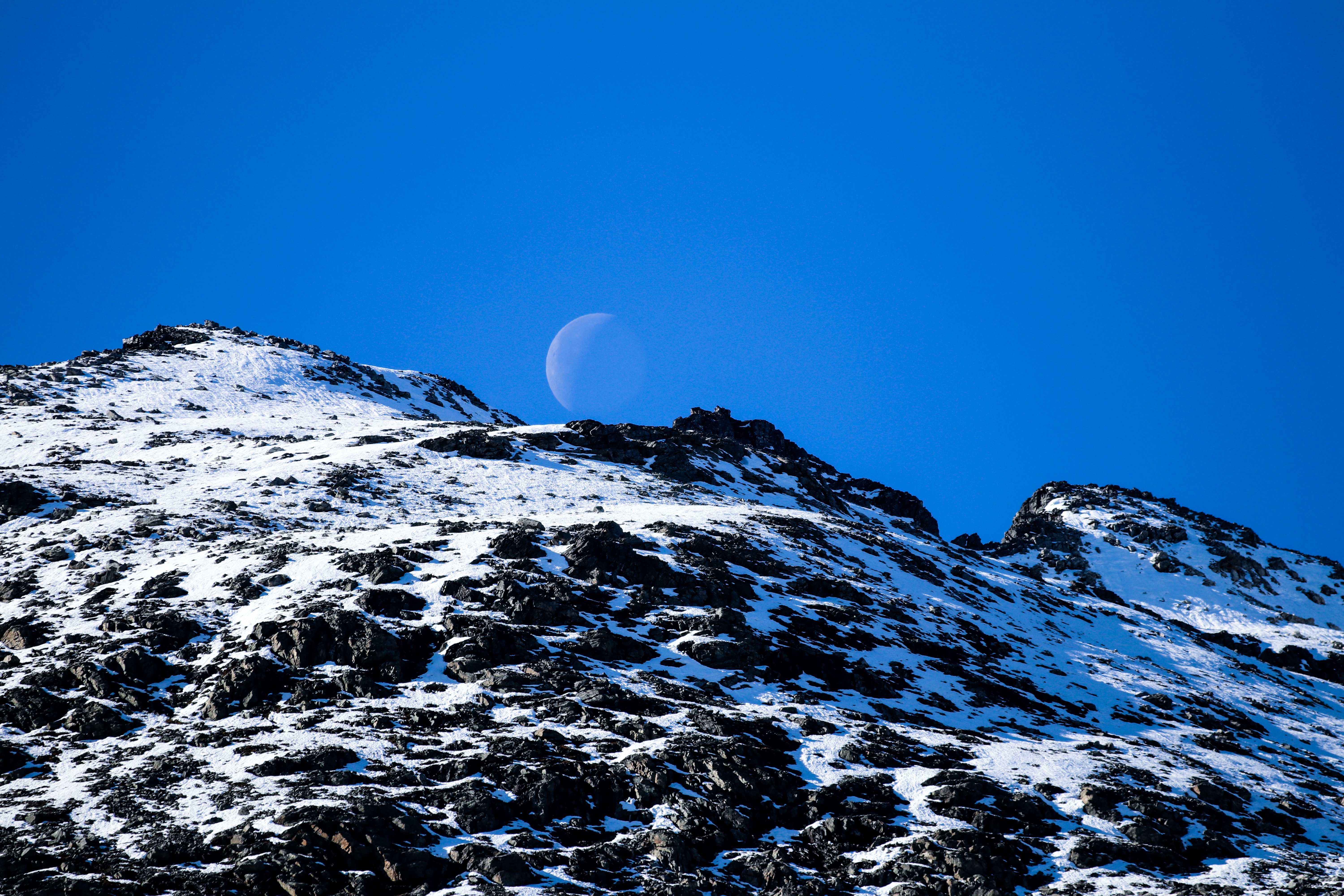 Mountains Snow Moon Nature Landscape