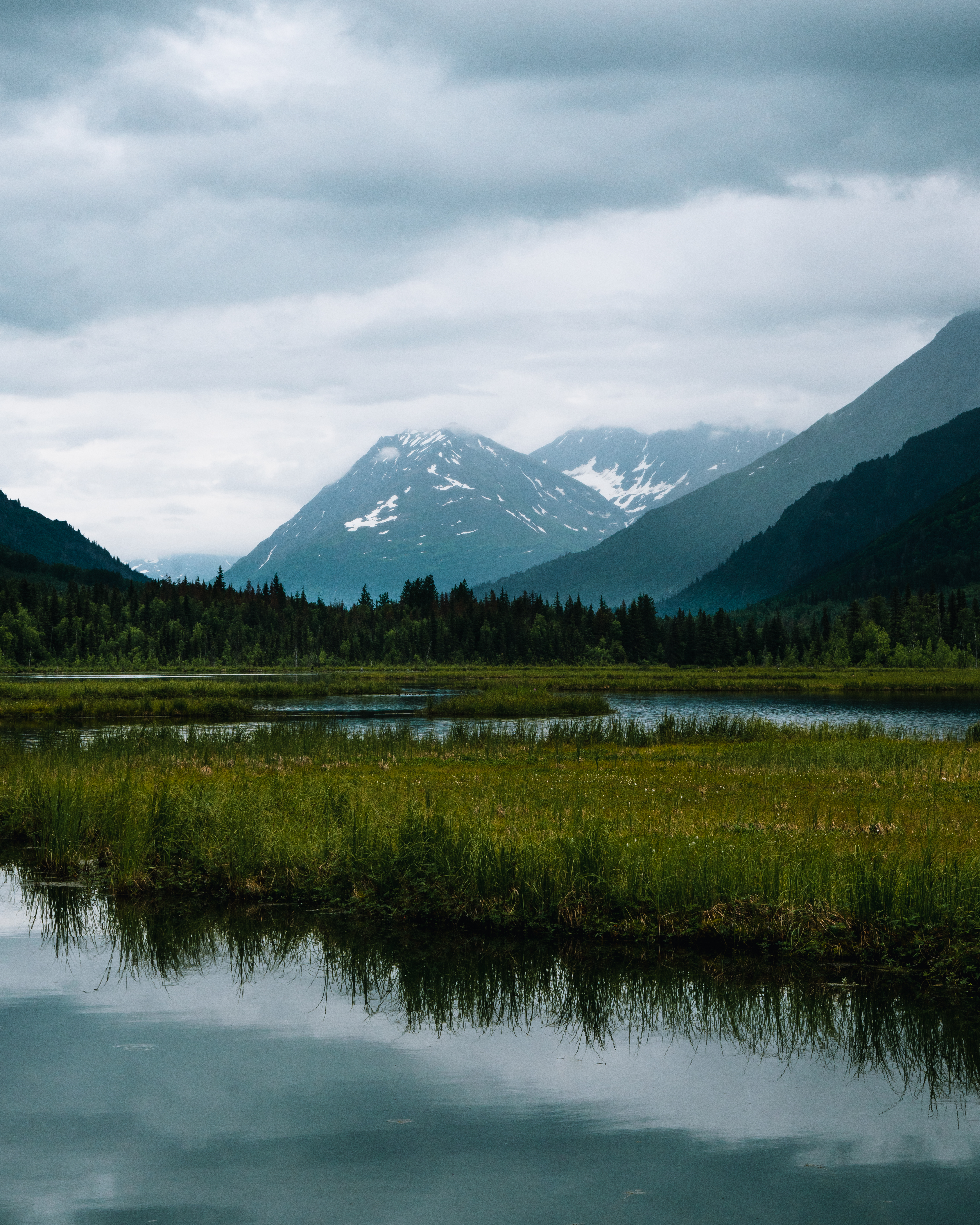 Mountains Trees Clouds Lake Landscape