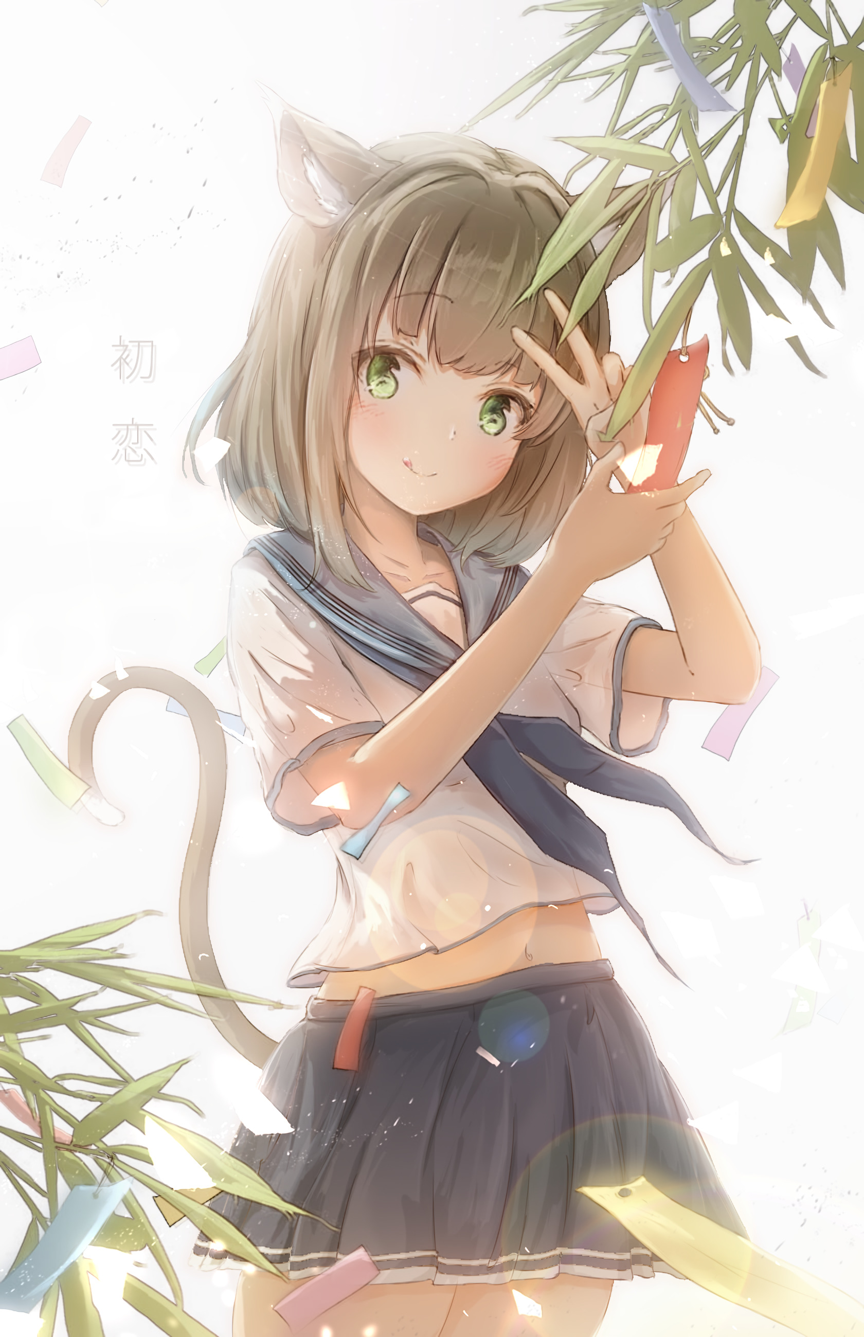 Neko Gesture Smile Note Wish Anime