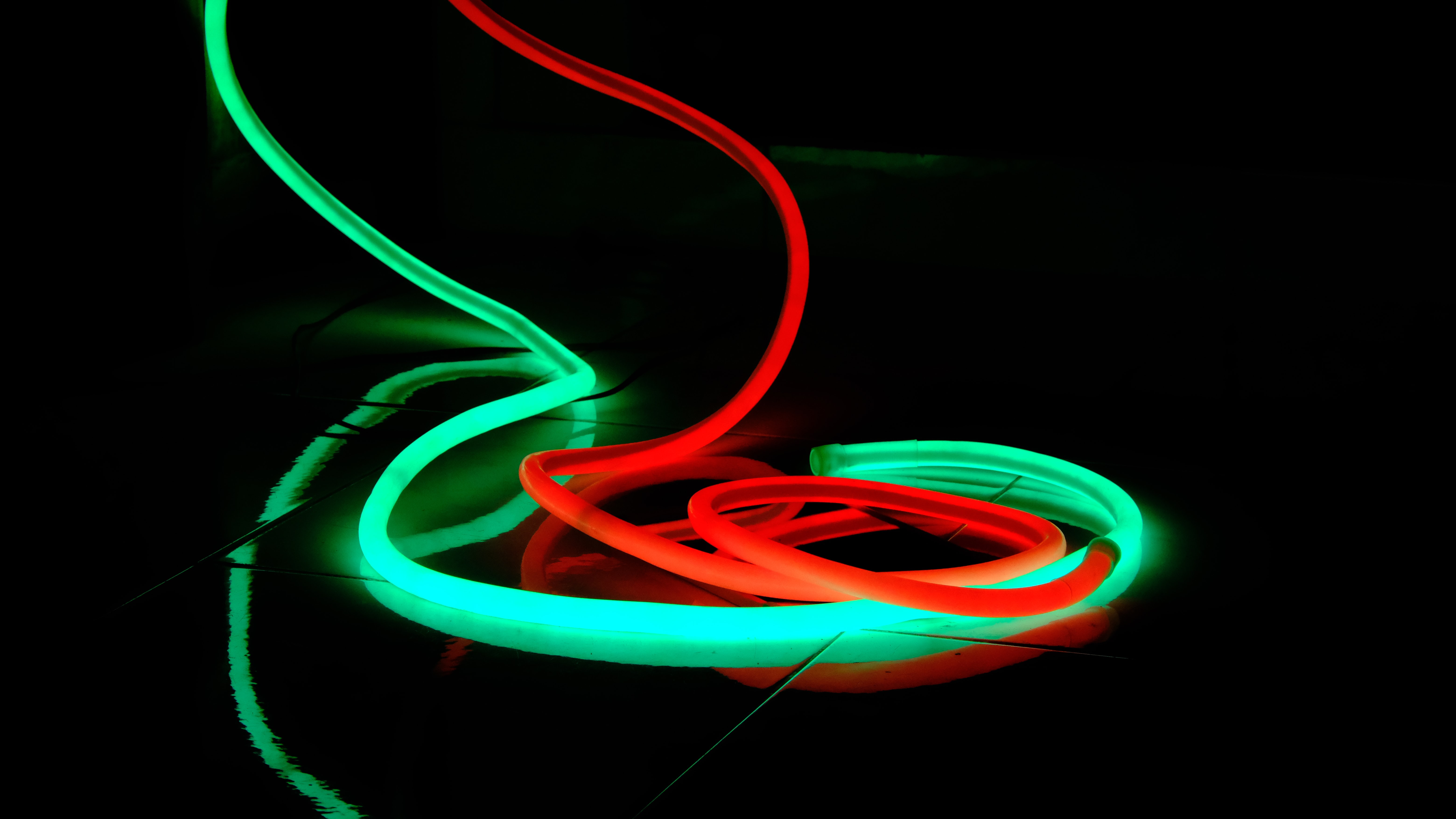 Neon Light Green Red Darkness