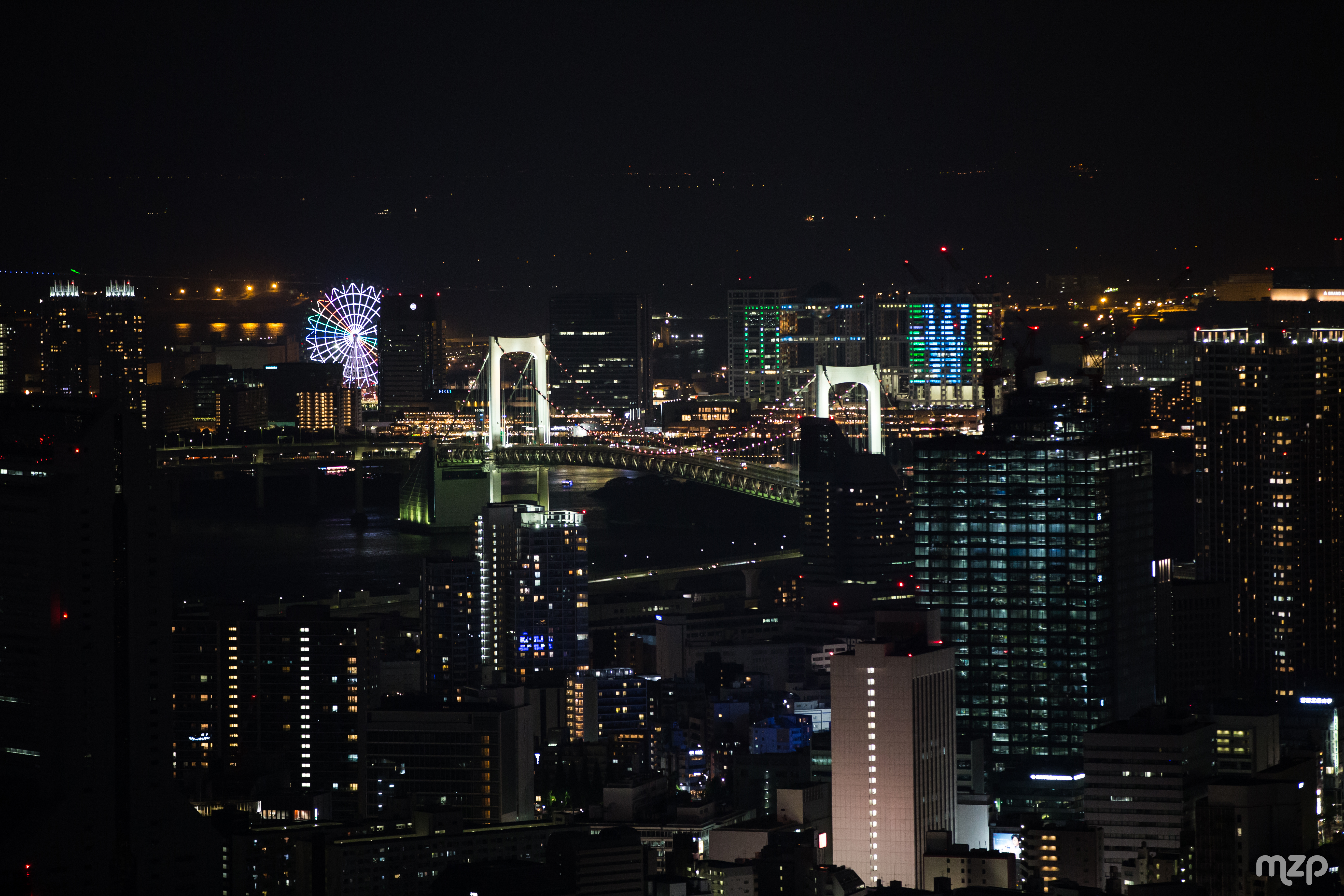 Night-city City Buildings Ferris-wheel Aerial-view