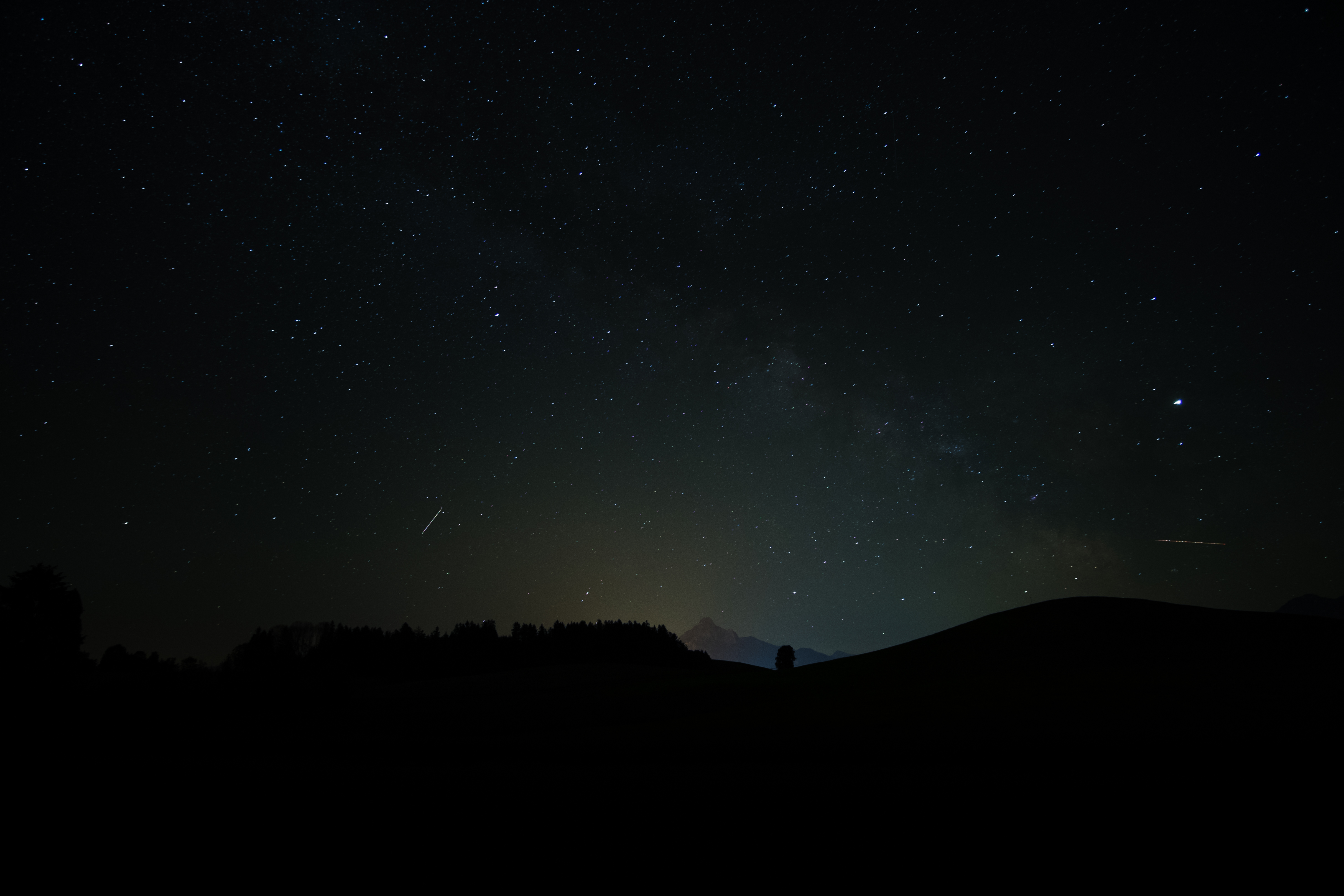 Night Stars Sky Hills Dark