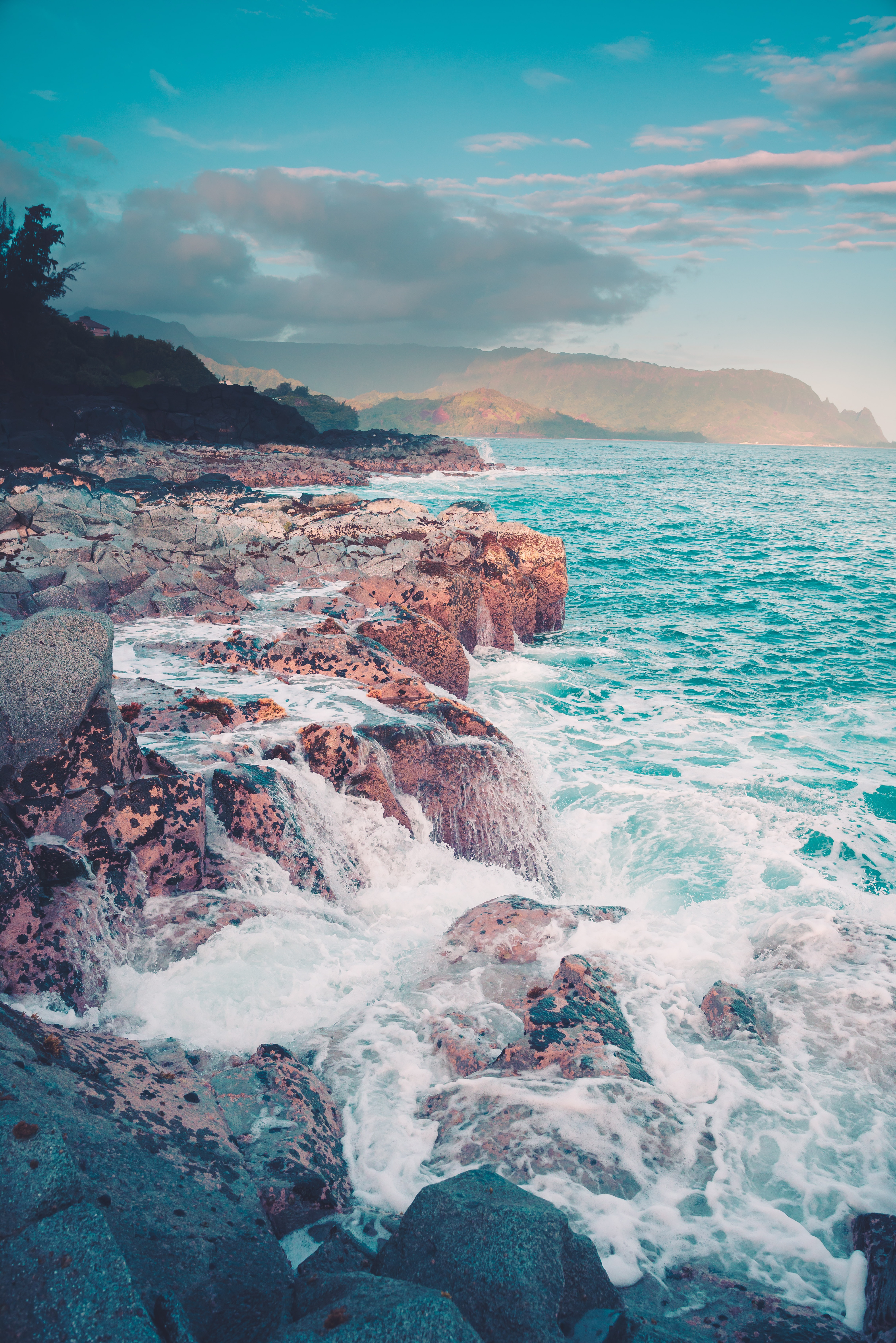Ocean Coast Rocks Waves Landscape Nature