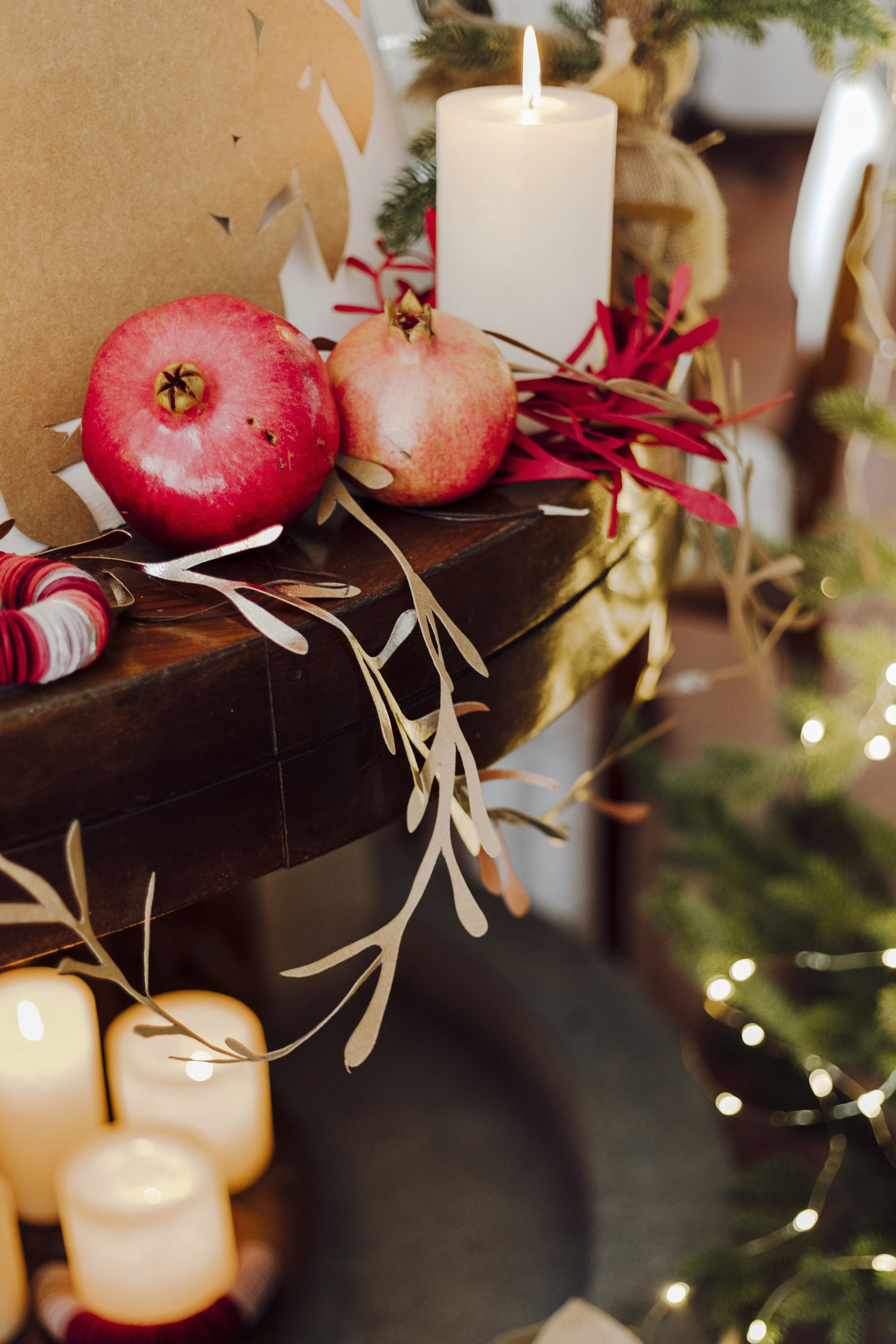 Pomegranate Fruit Candles Garland Christmas Aesthetics