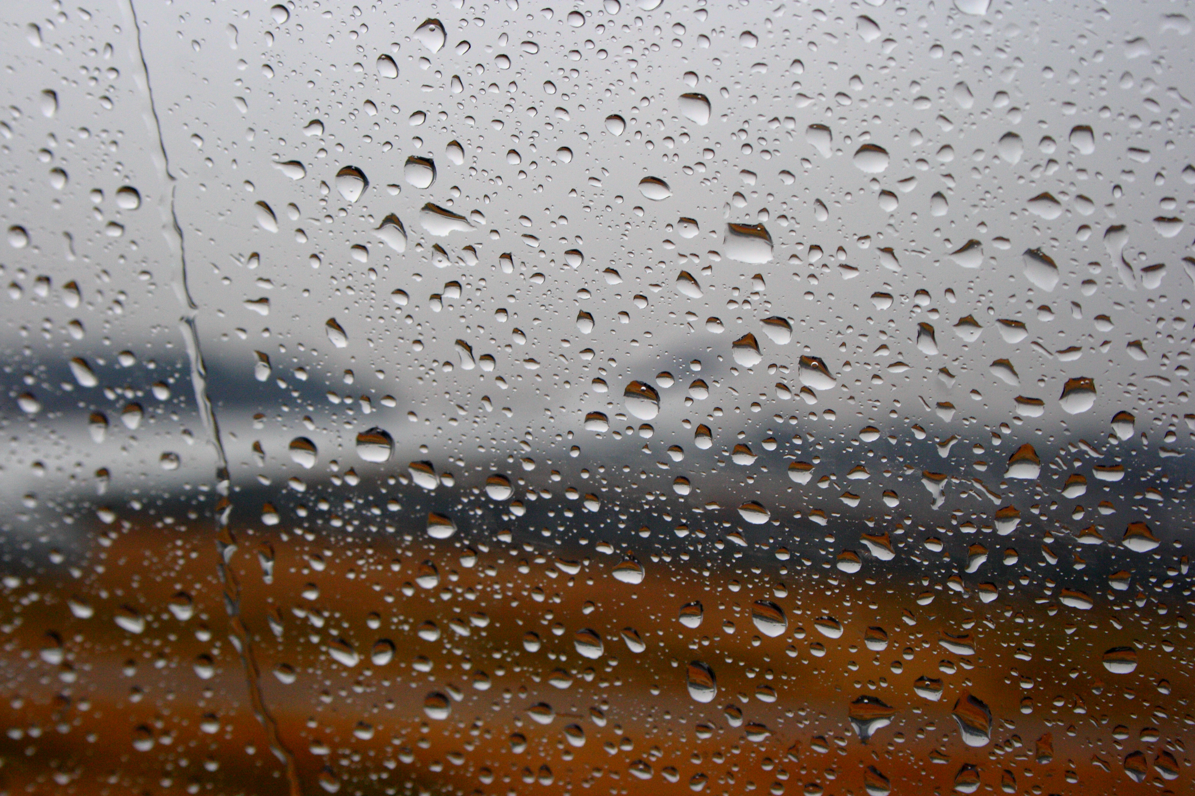 Rain Drops Glass Macro Wet