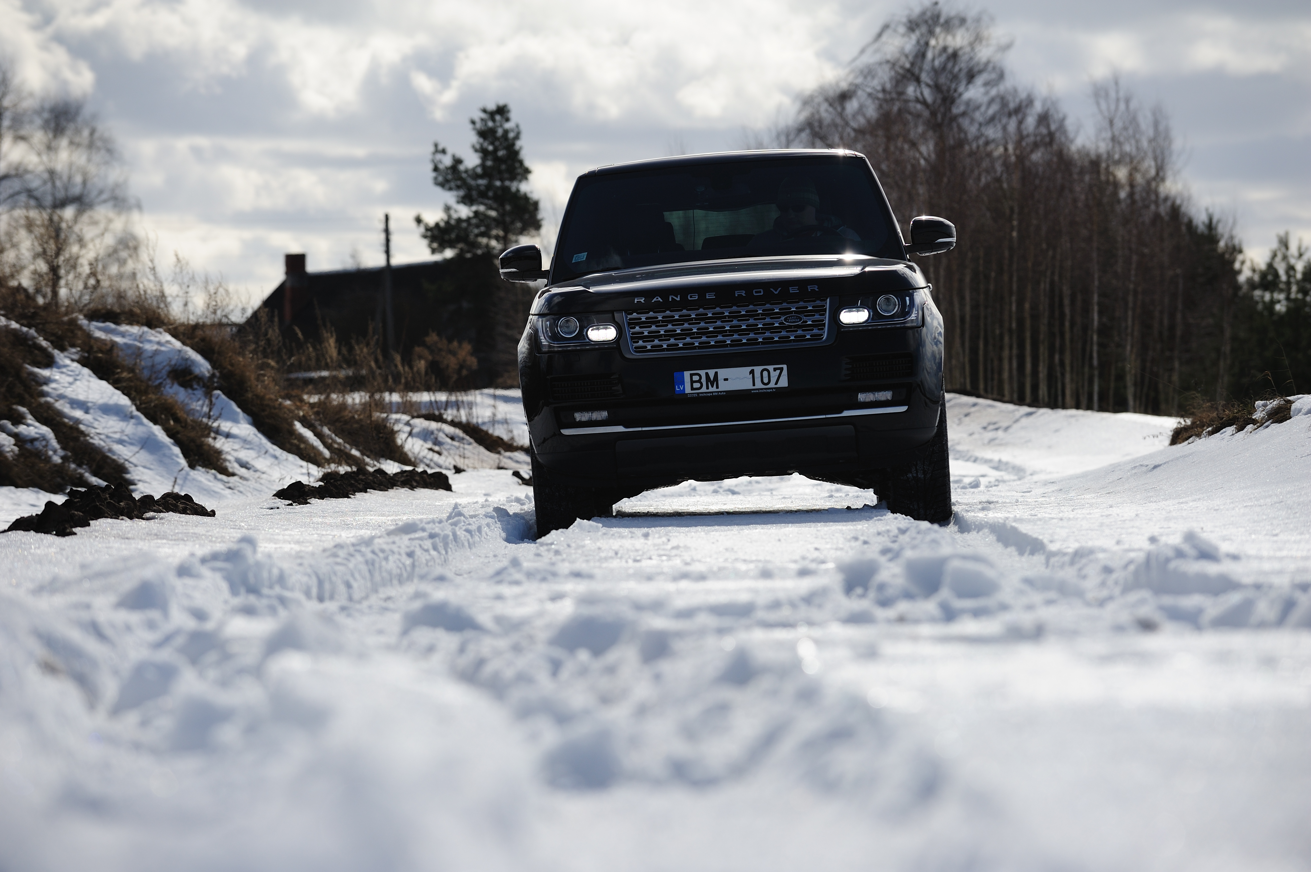 Range-rover Car Suv Black Snow Winter