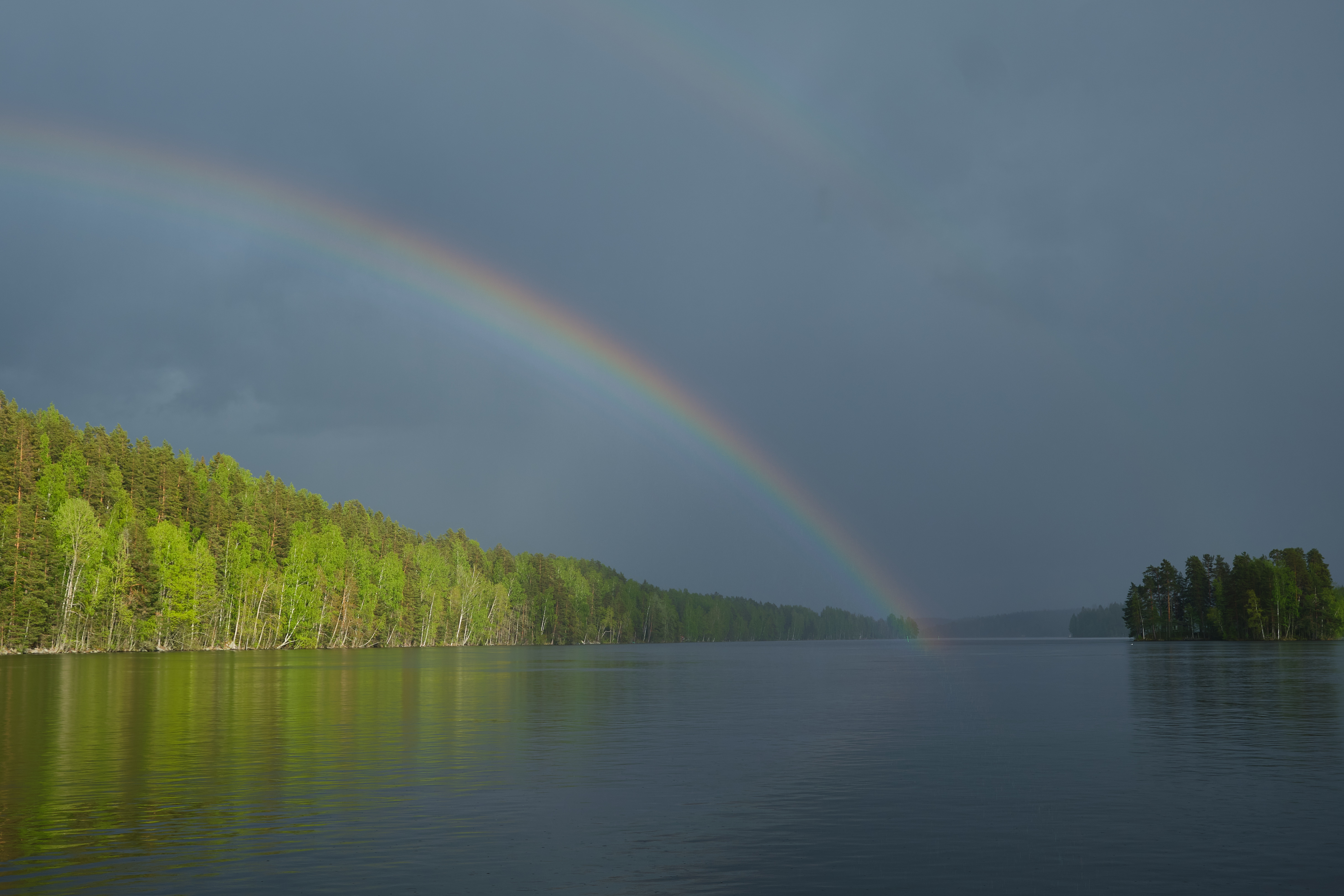 River Water Rainbow Forest Landscape