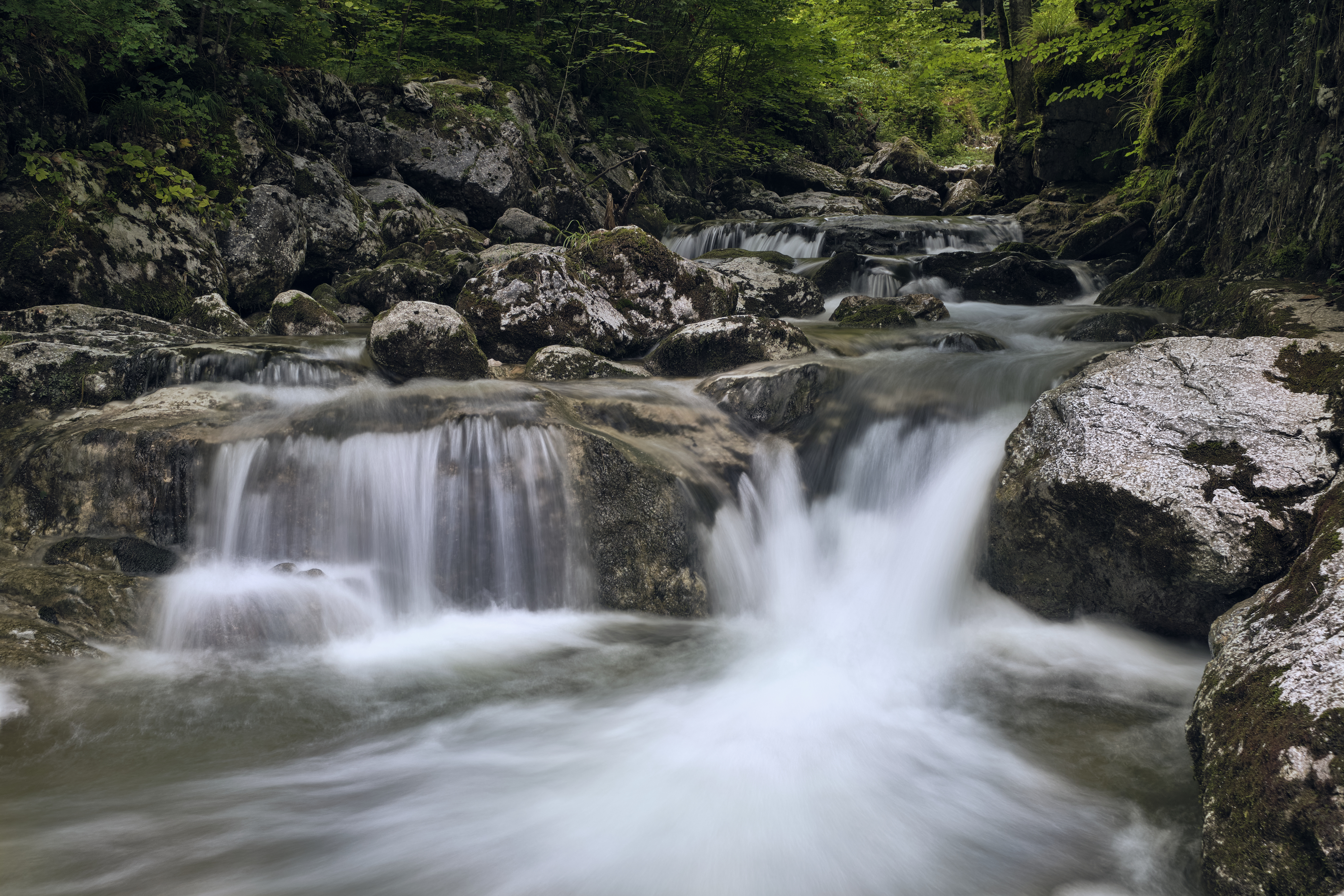 River Water Waterfall Cascade Stones Nature