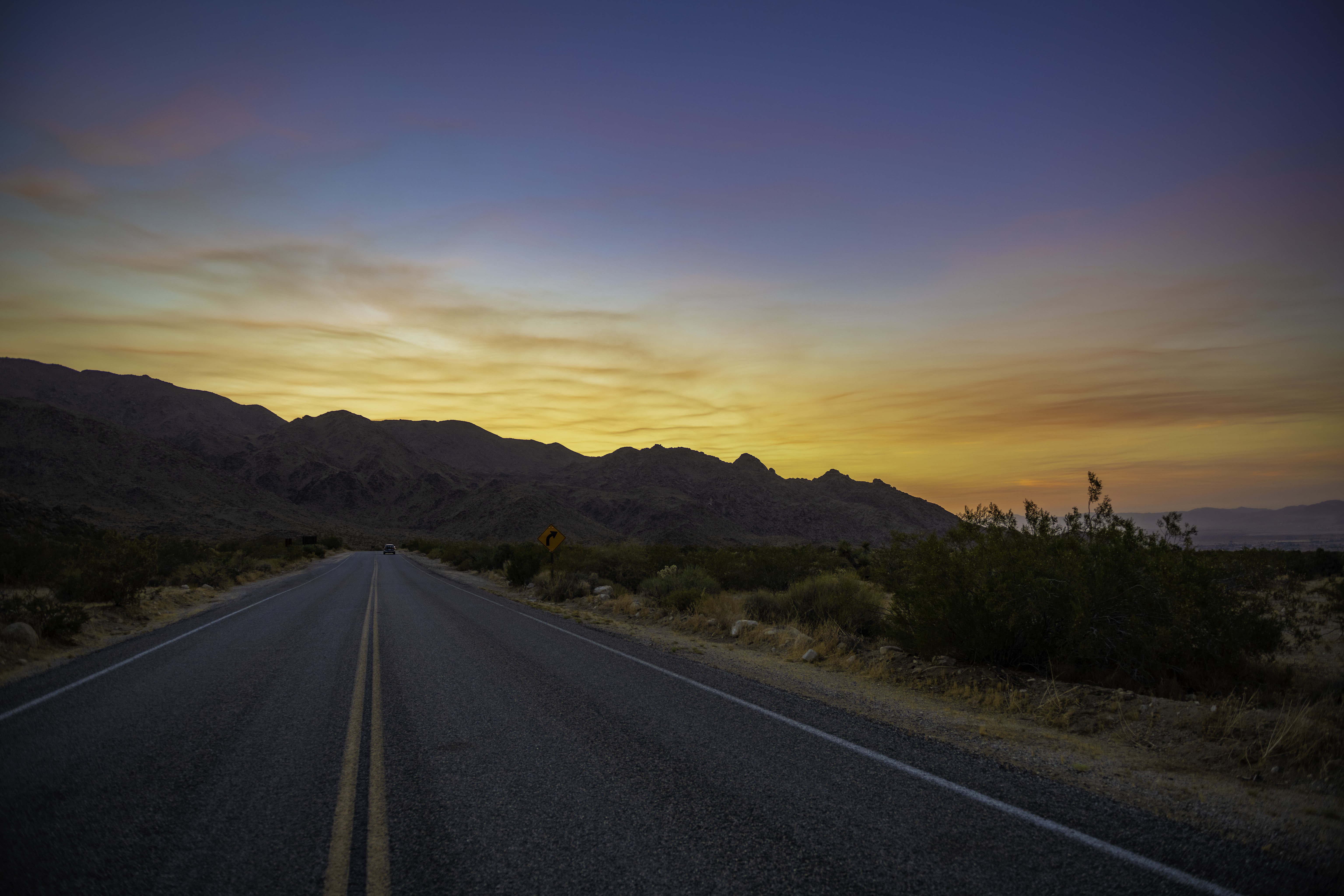 Road Mountains Sunset Landscape Nature