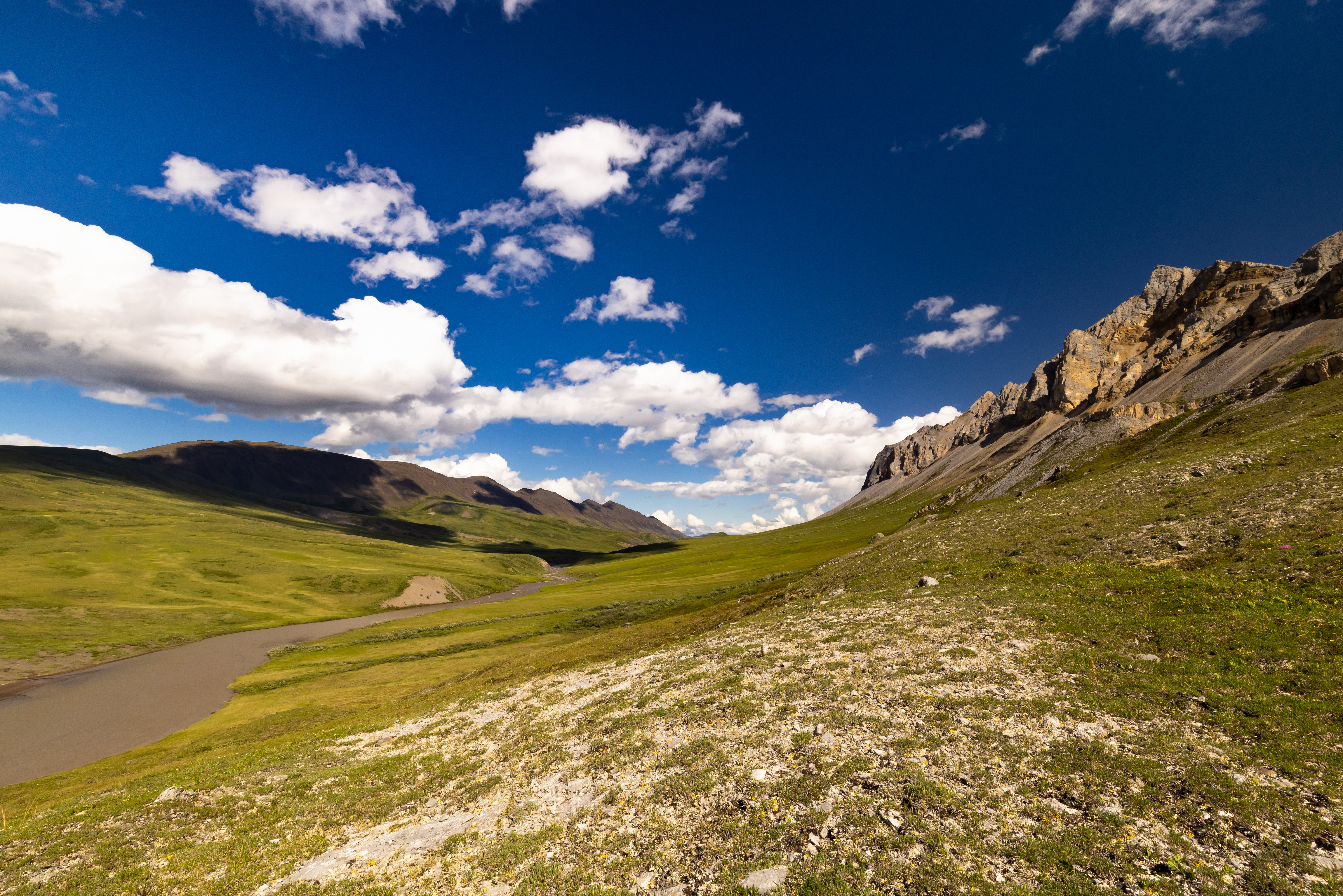 Rocks Hills Field Clouds Landscape