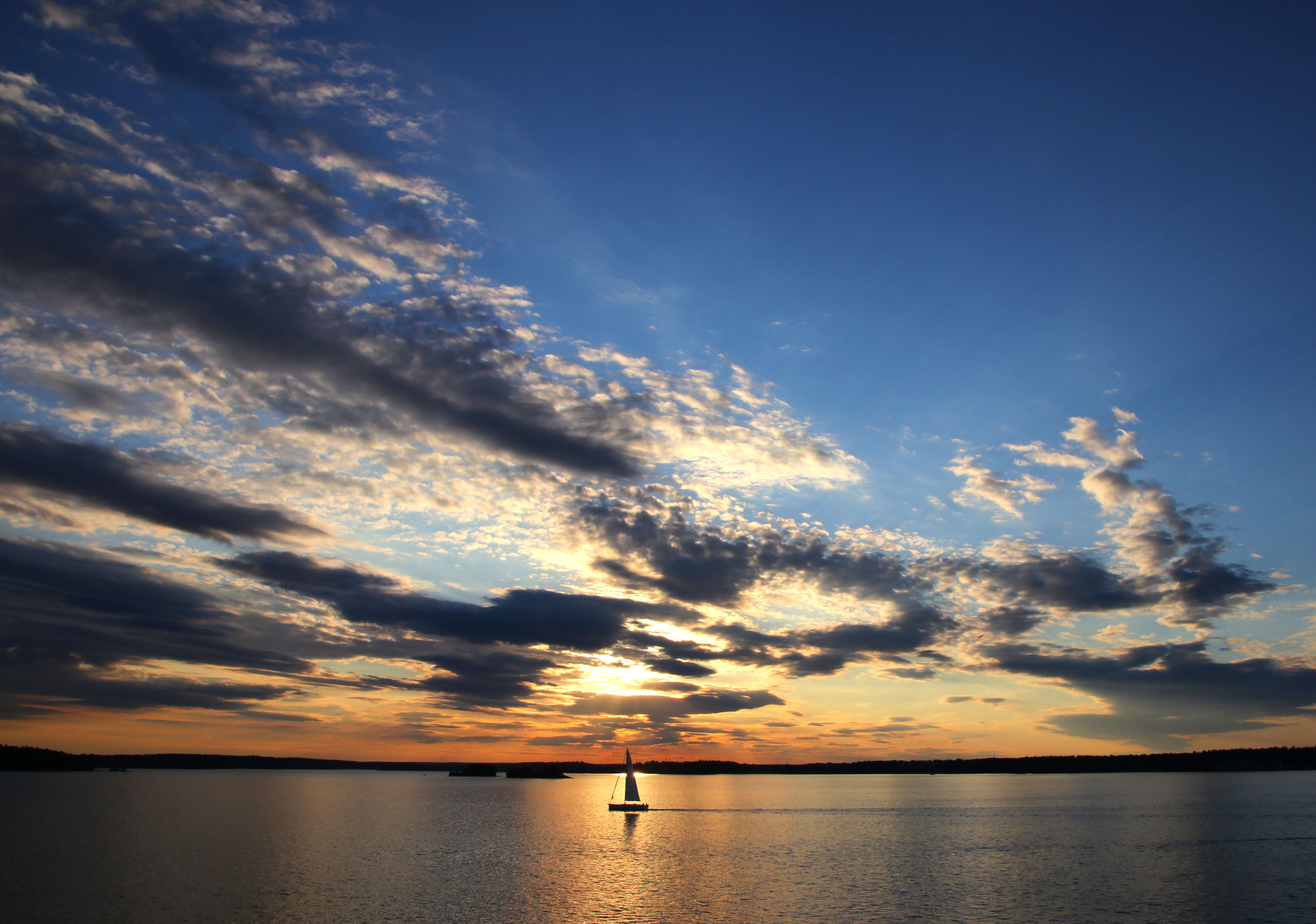 Sailboat Boat Sail Sea Clouds Twilight