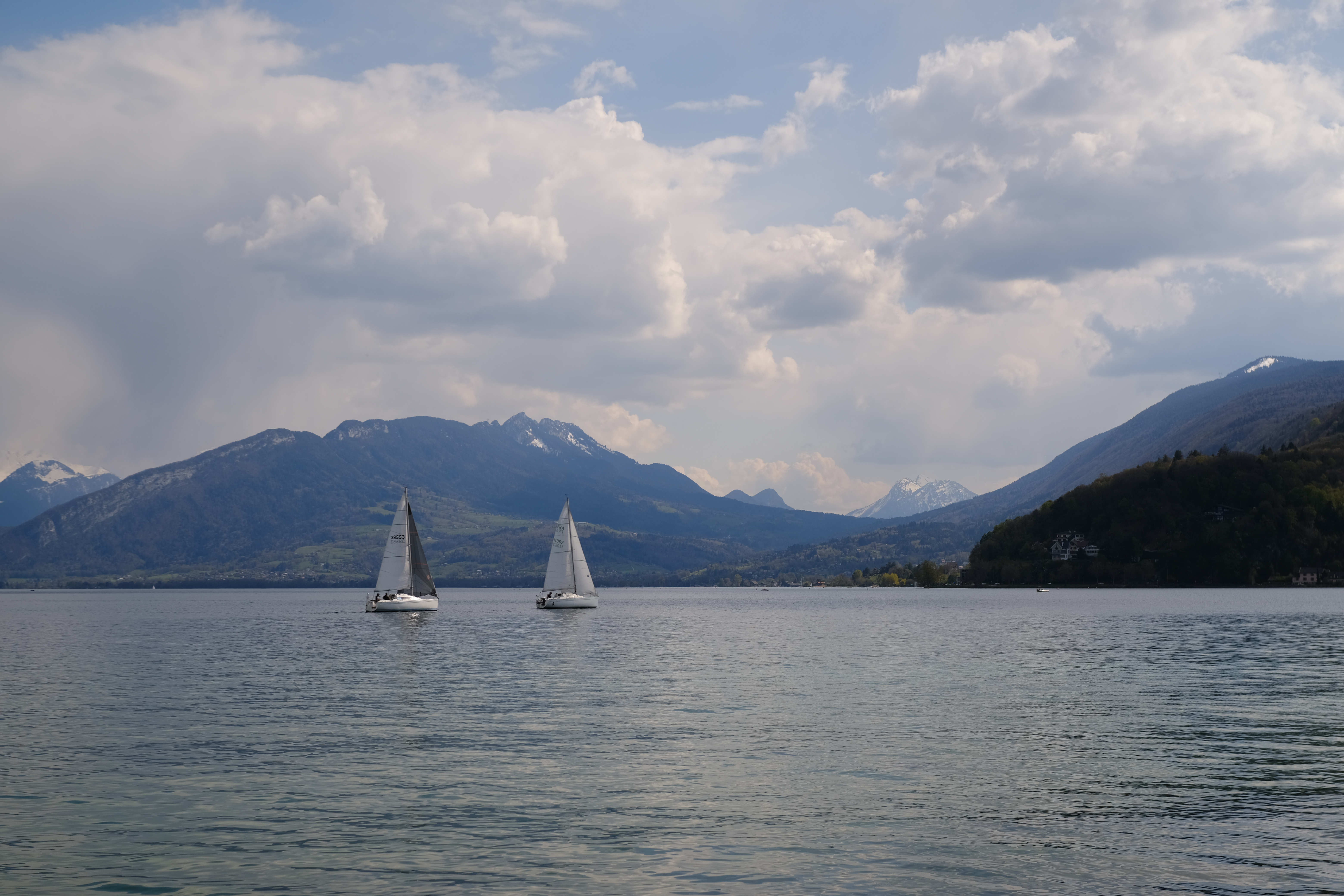 Sailboats Boats Lake Mountains Landscape