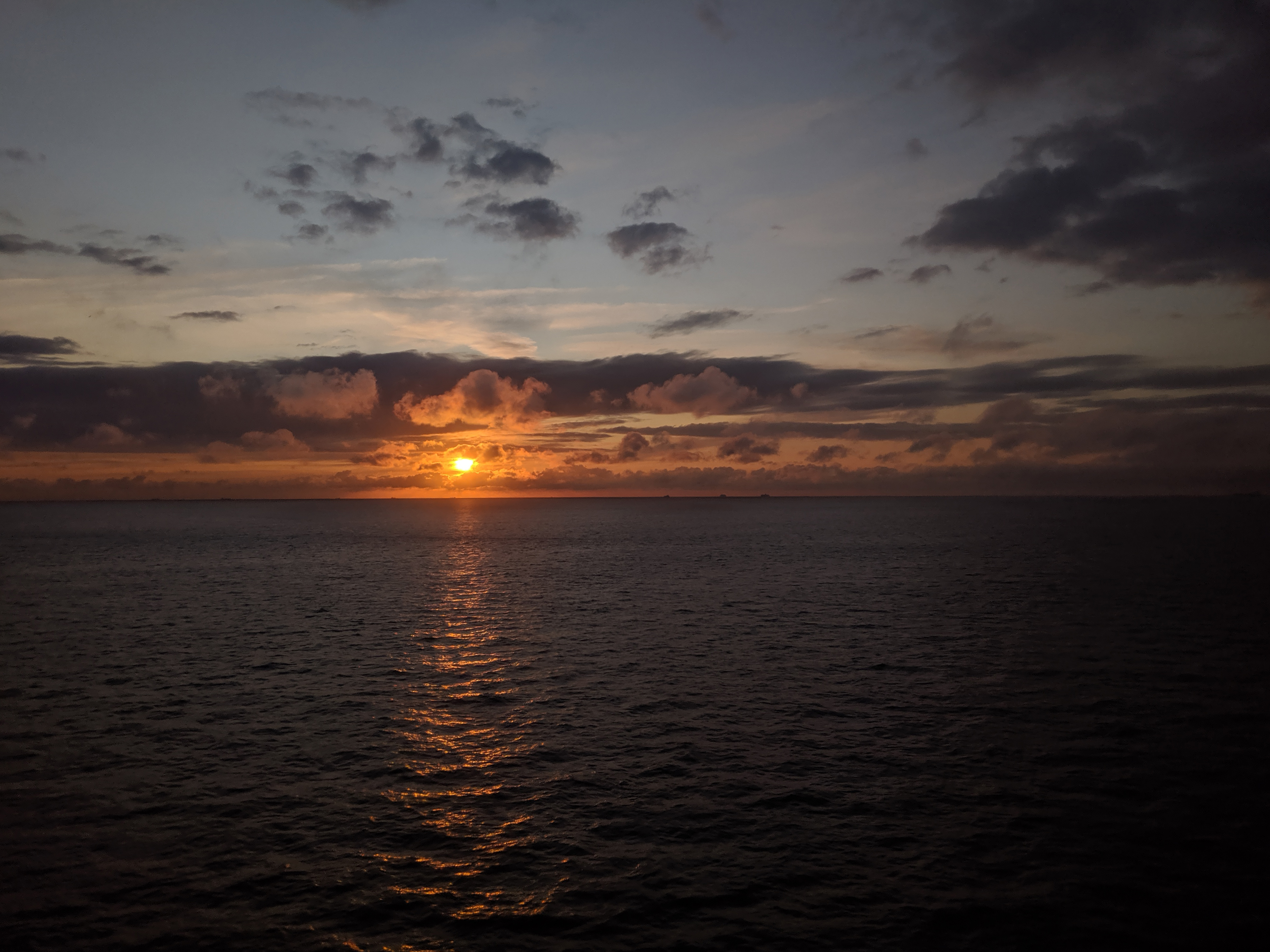 Sea Horizon Clouds Sun Sunset Dark