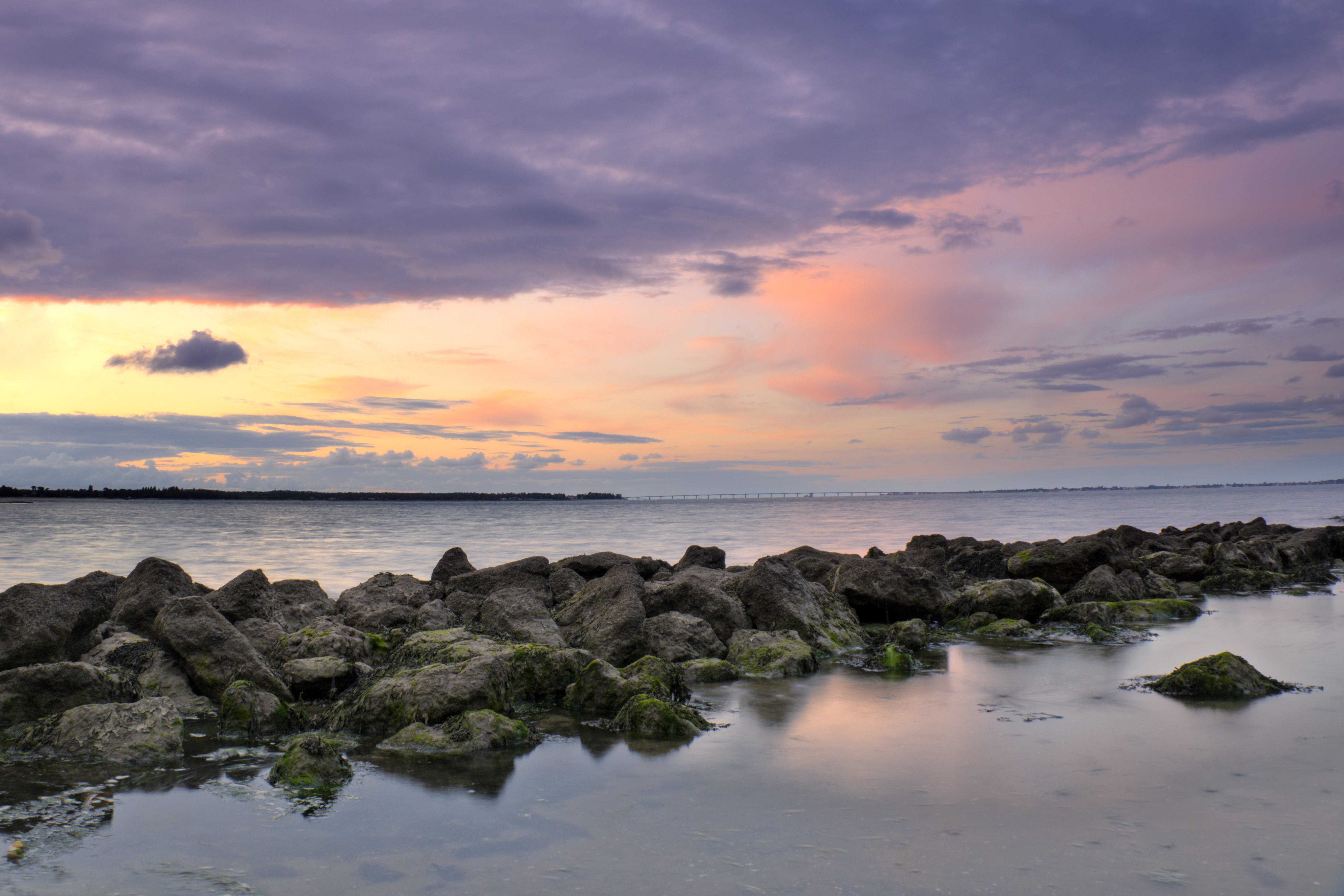 Sea Horizon Stones Landscape Twilight