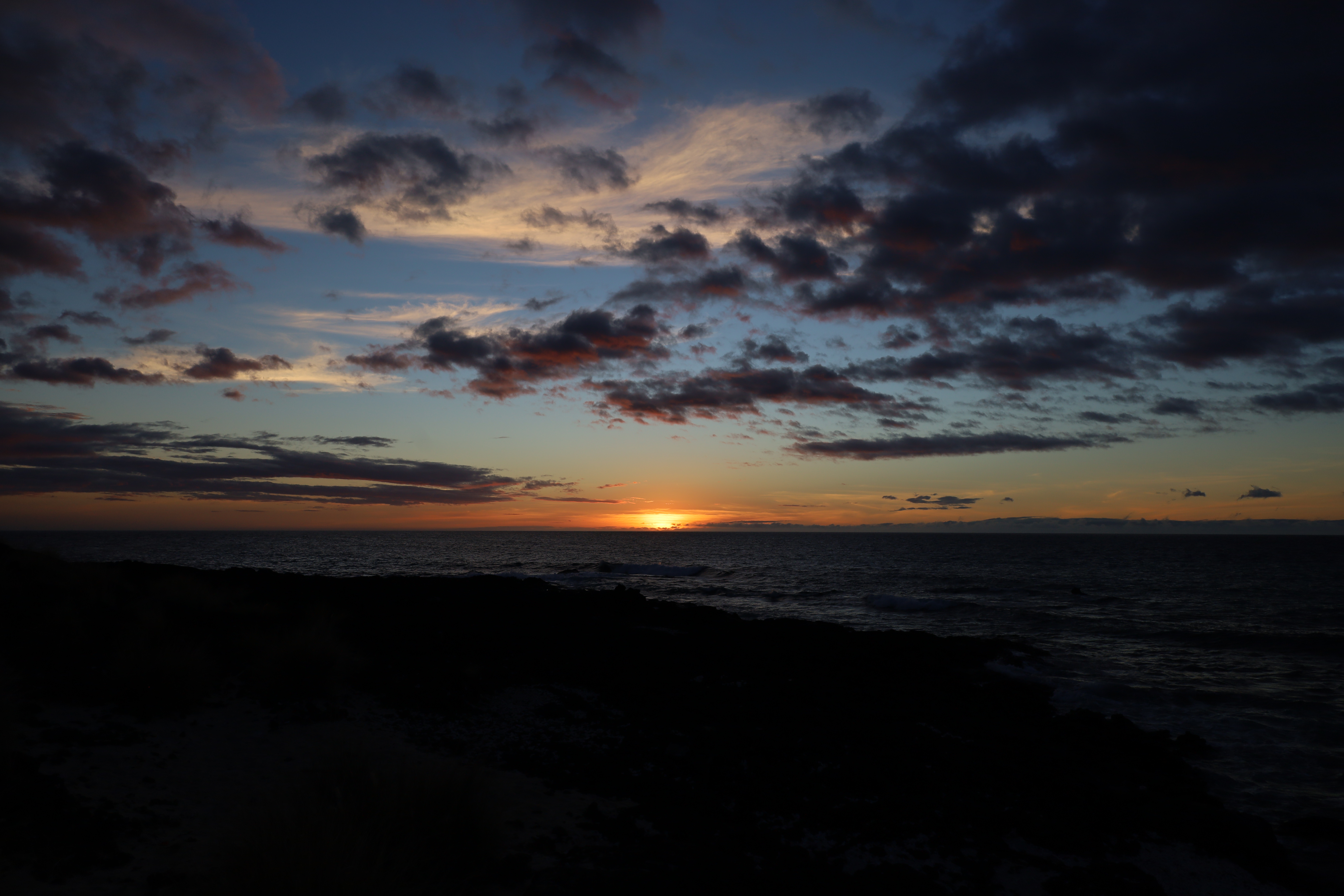 Sea Sunset Clouds Landscape Dark