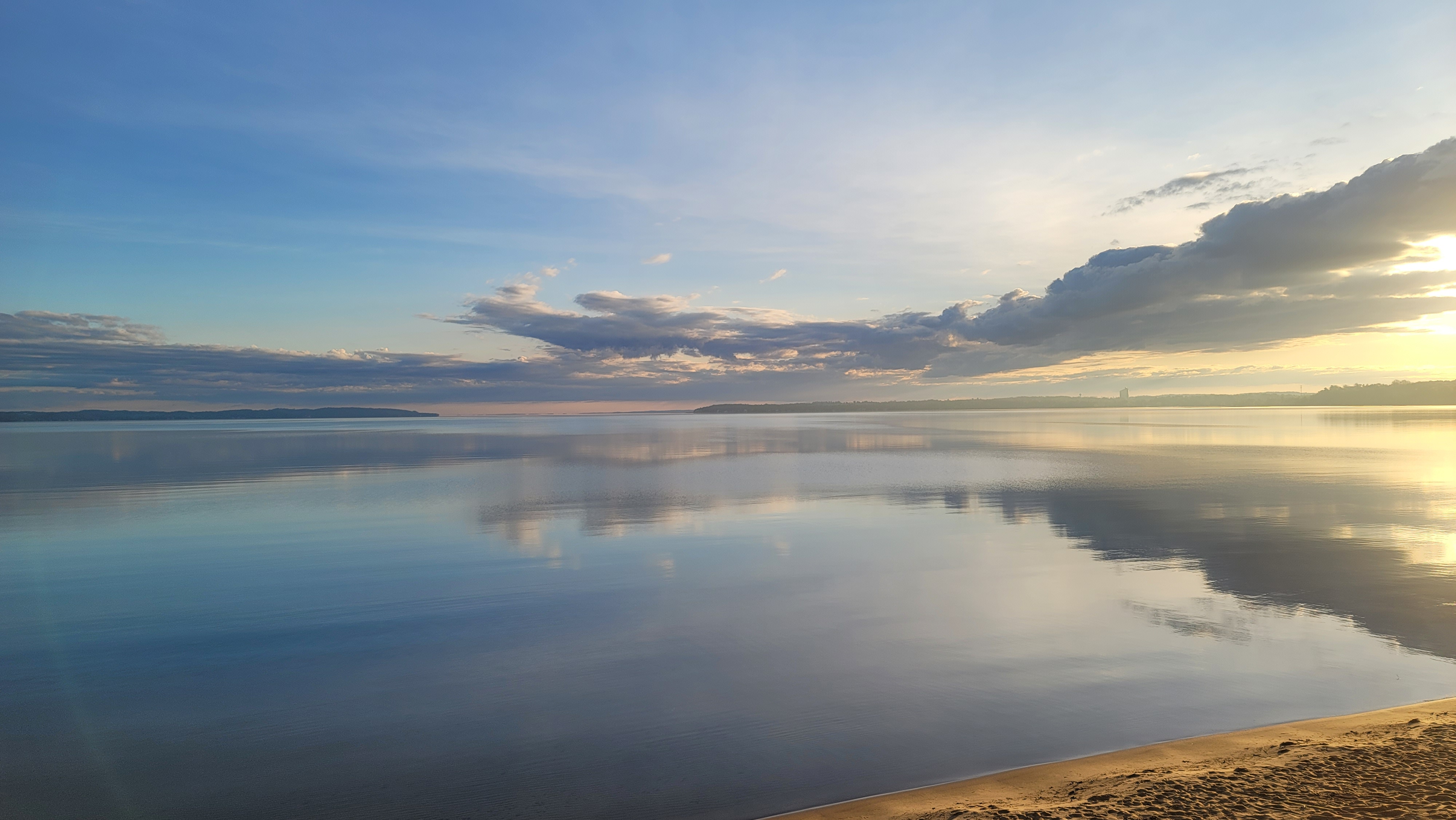 Sea Water Clouds Reflection Twilight