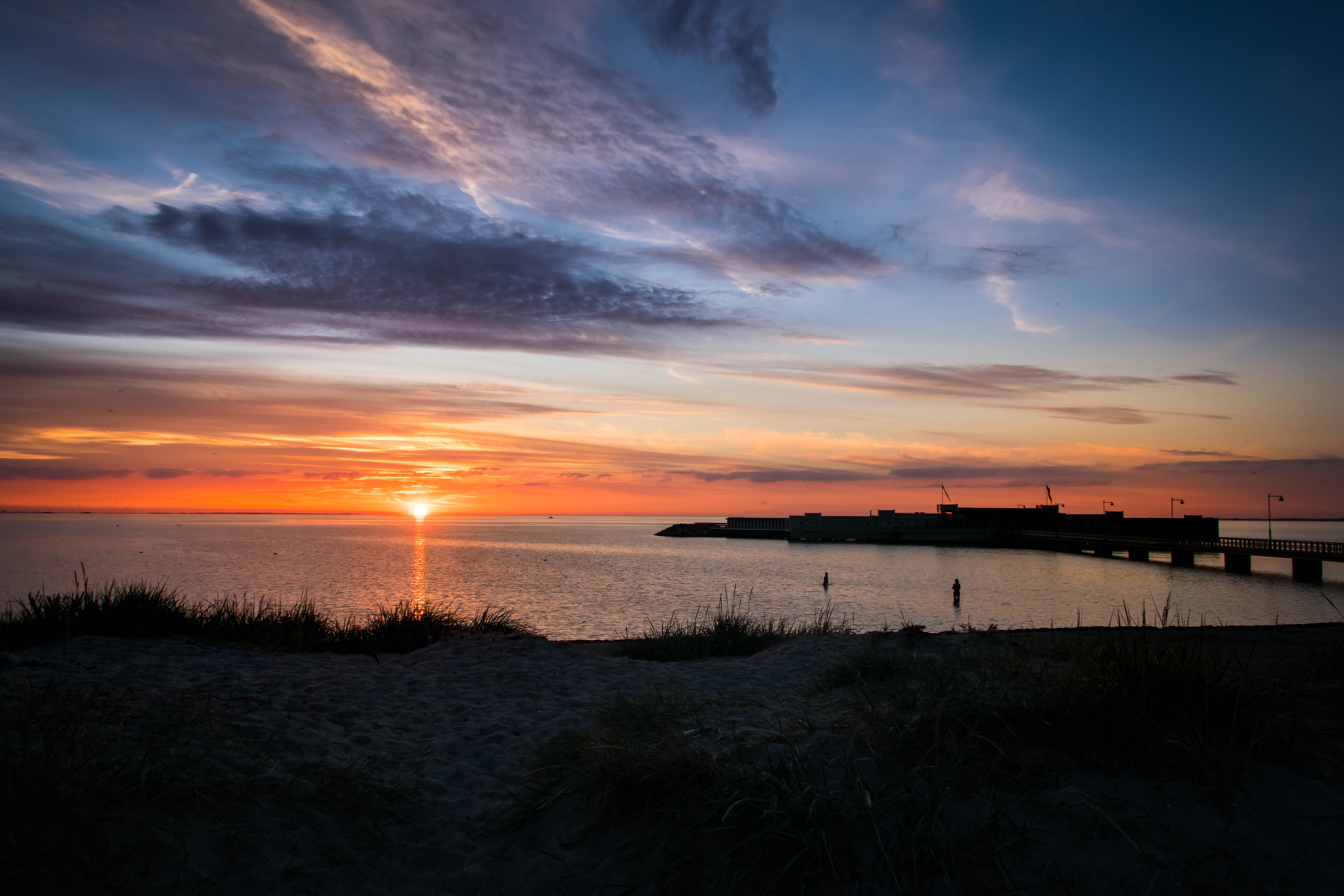 Sea Water Sun Clouds Sunset Dark