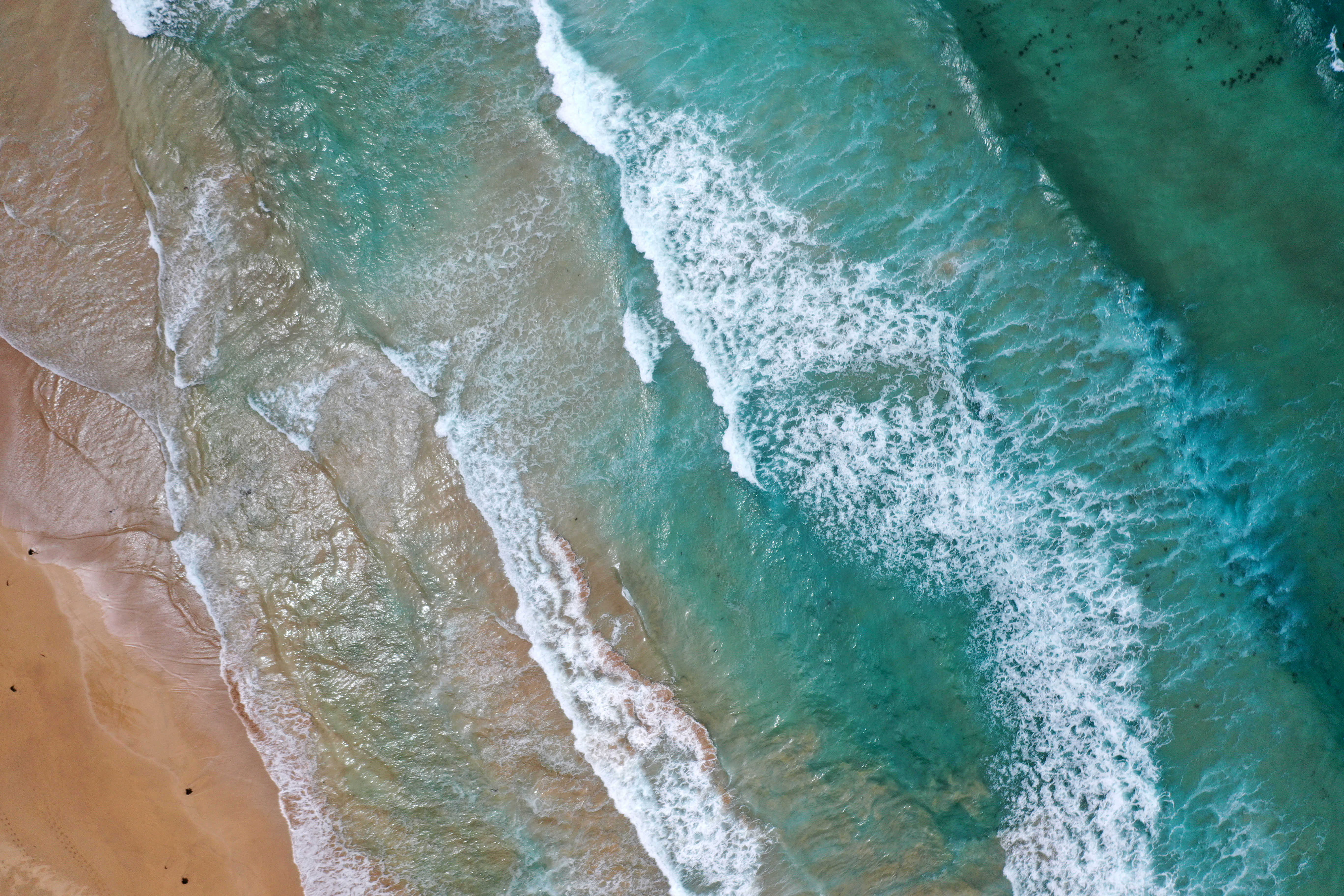 Sea Waves Water Beach Sand Aerial-view